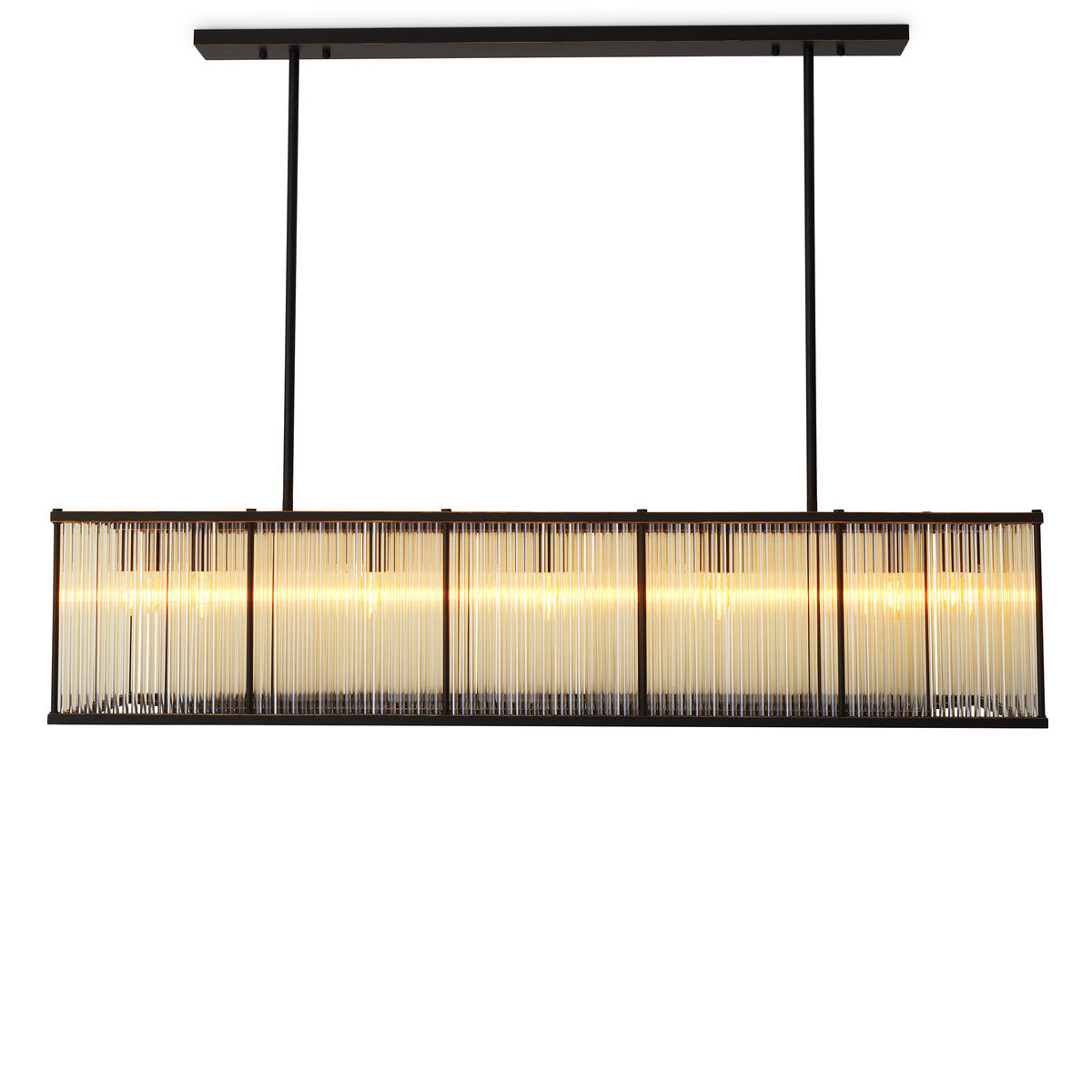 Chandelier Bernardi Rectangular Bronze Highlight Finish Eichholtz