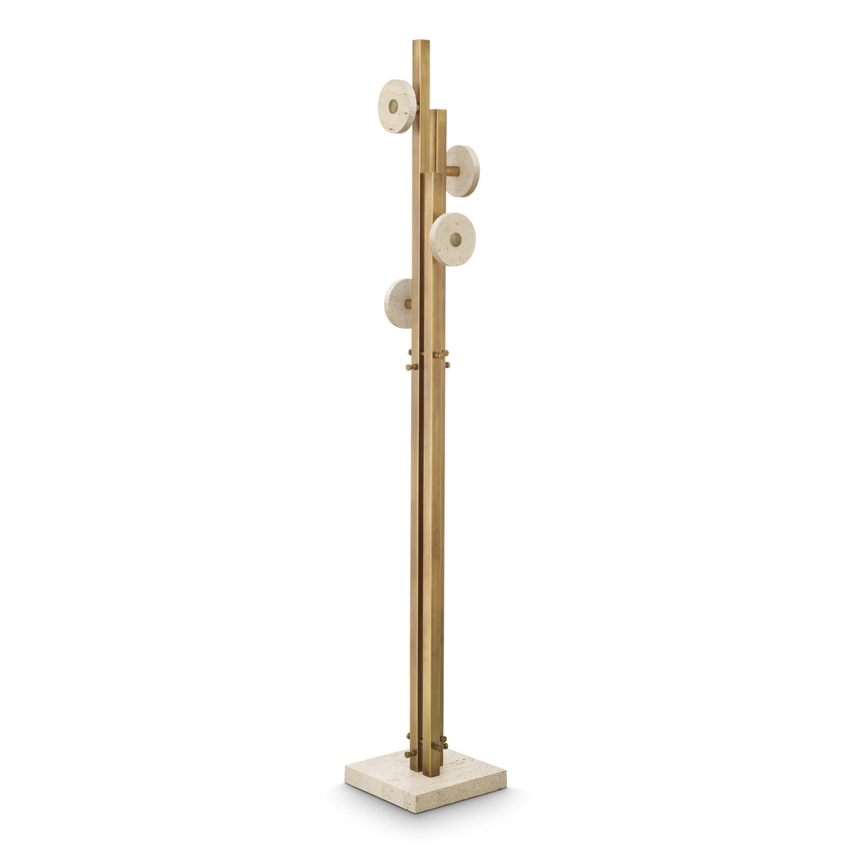 Coatrack Amadora Vintage Brass Finish Travertine Eichholtz