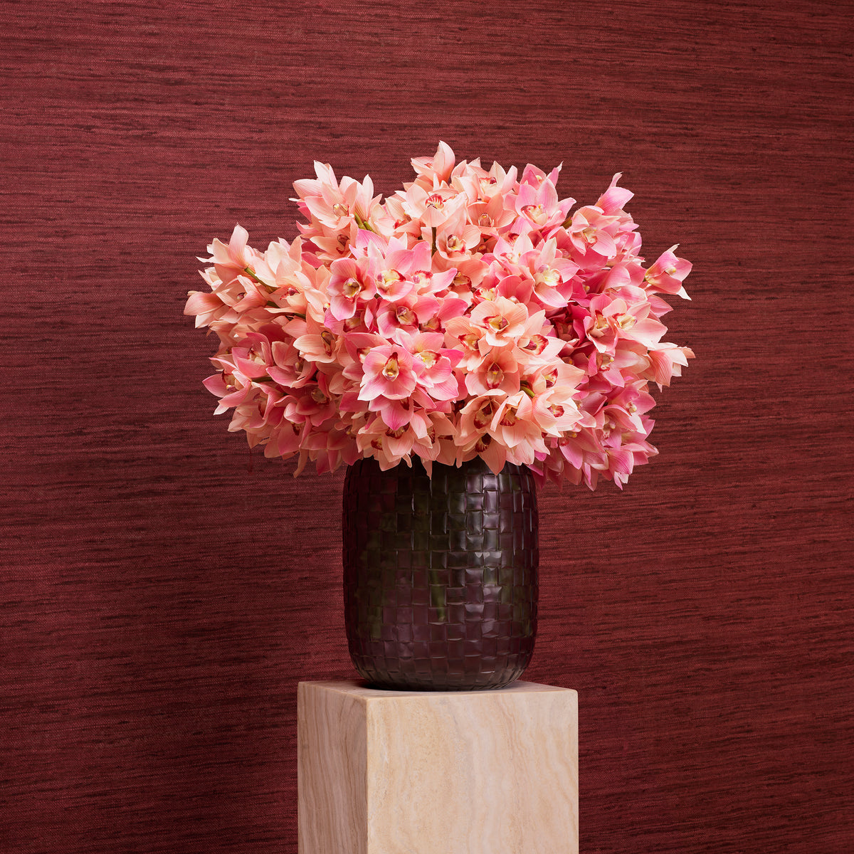 Bouquet Of Cymbidium Orchids Pink And Peach Tones Real Touch 36 Pieces / 2 Varieties Eichholtz