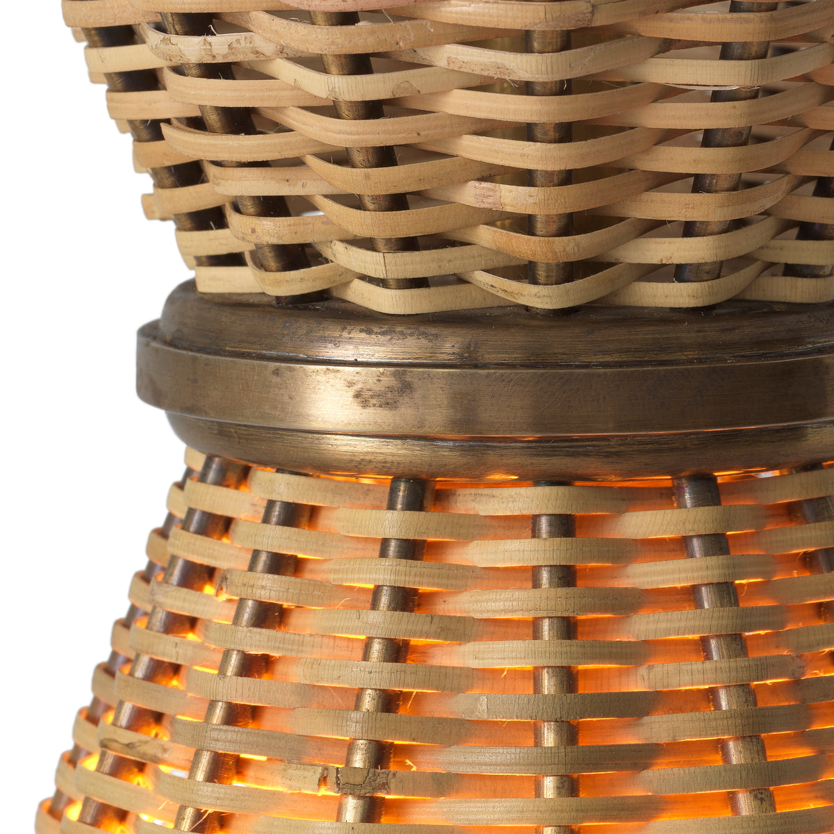 Pendant Kon Tiki Vintage Brass Finish Natural Rattan Eichholtz