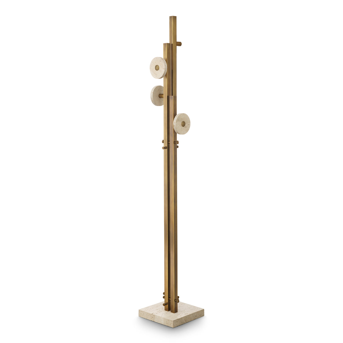Coatrack Amadora Vintage Brass Finish Travertine Eichholtz