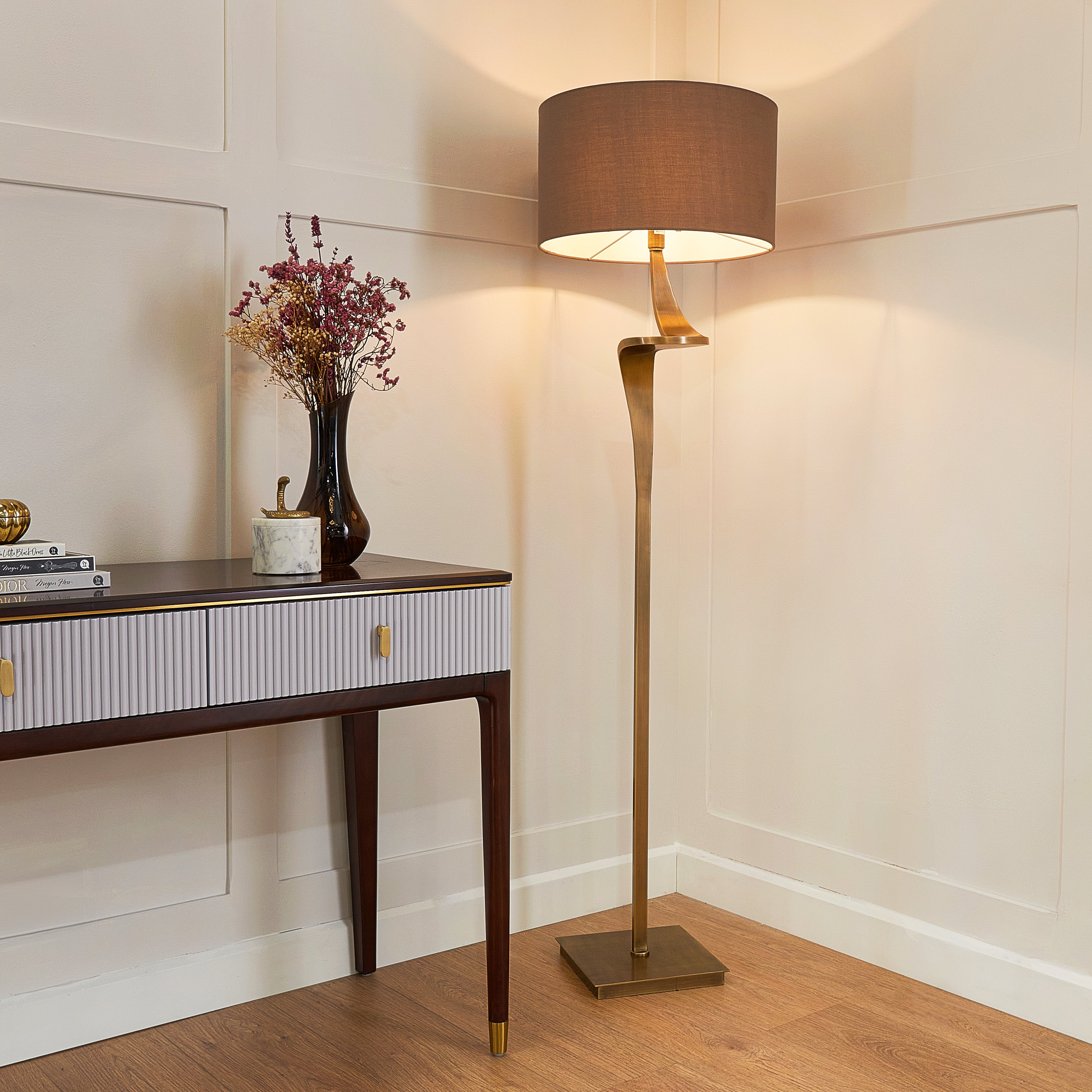 Enzo Antique Brass Finish Floor Lamp by RV Astley