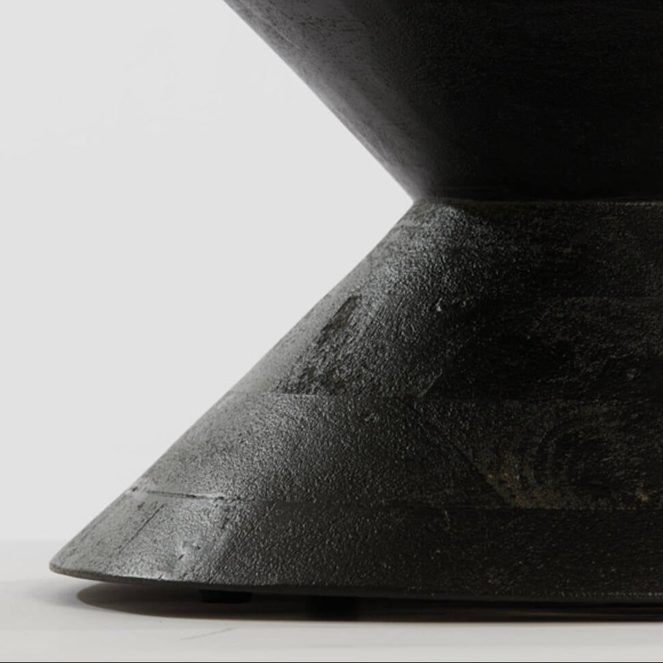 Larus Large Mango Wood Side Table - Matt Black Light & Living