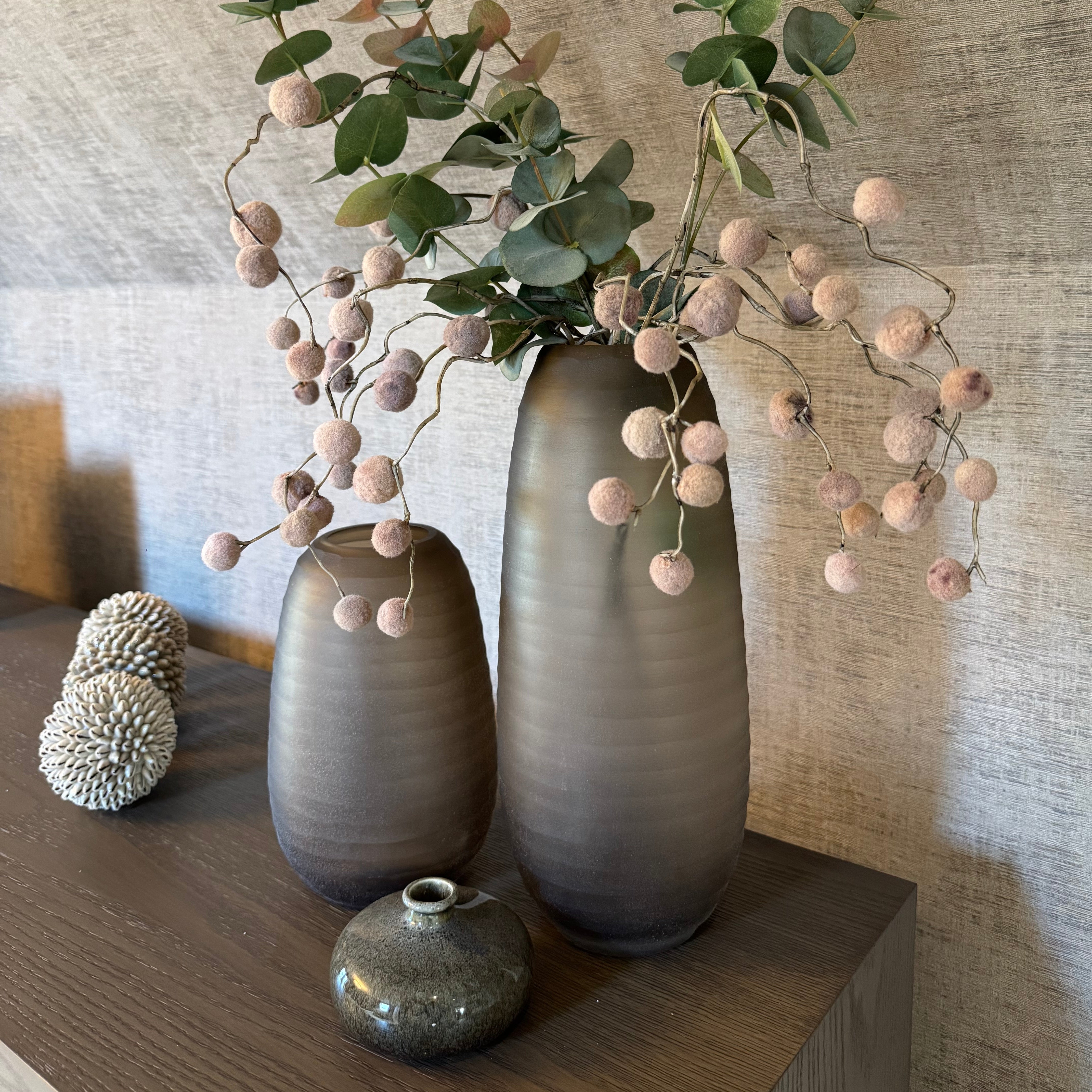 Brown Pom Pom Willow Spray by Kensington