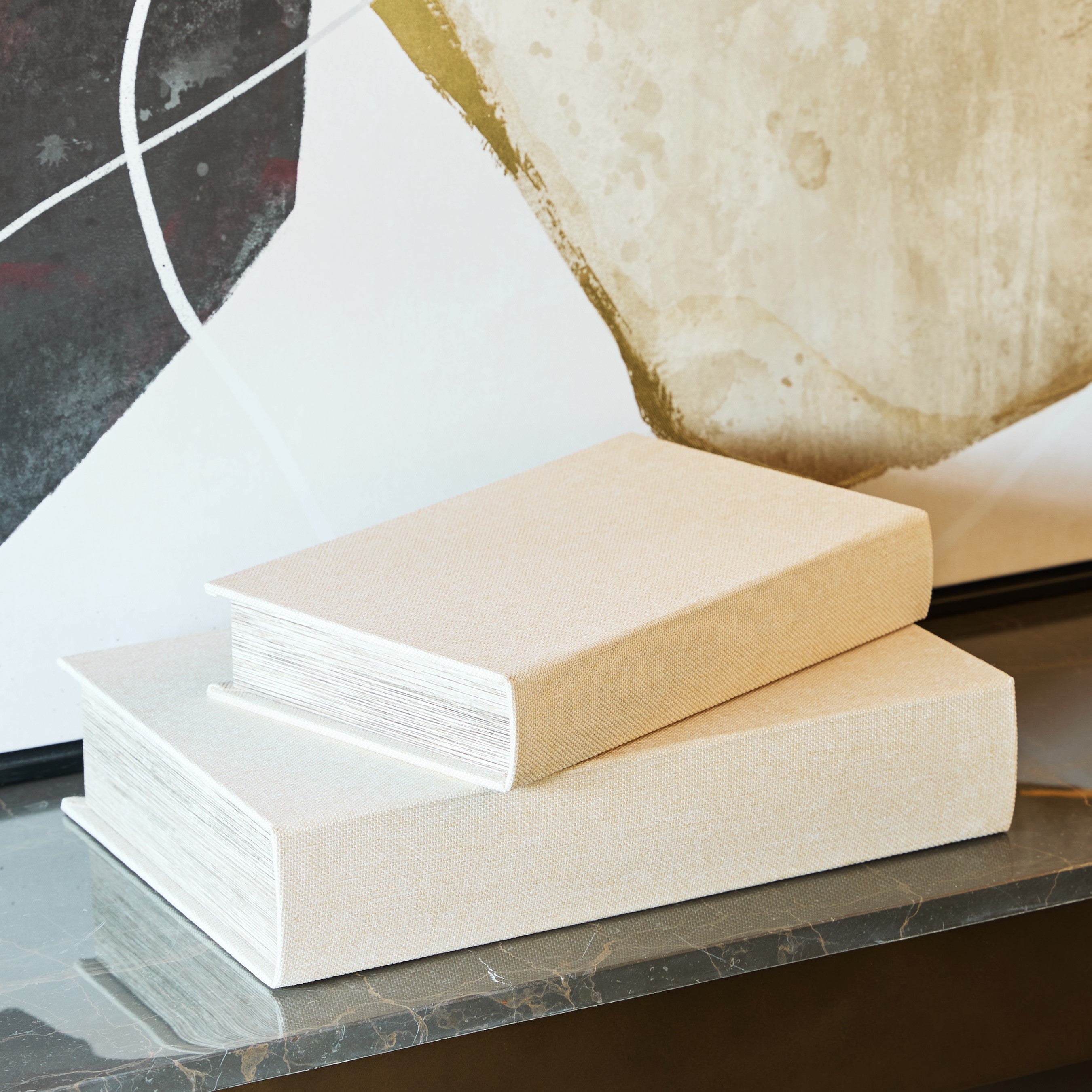 Cream Set of 2 Book Boxes by Libra Interiors