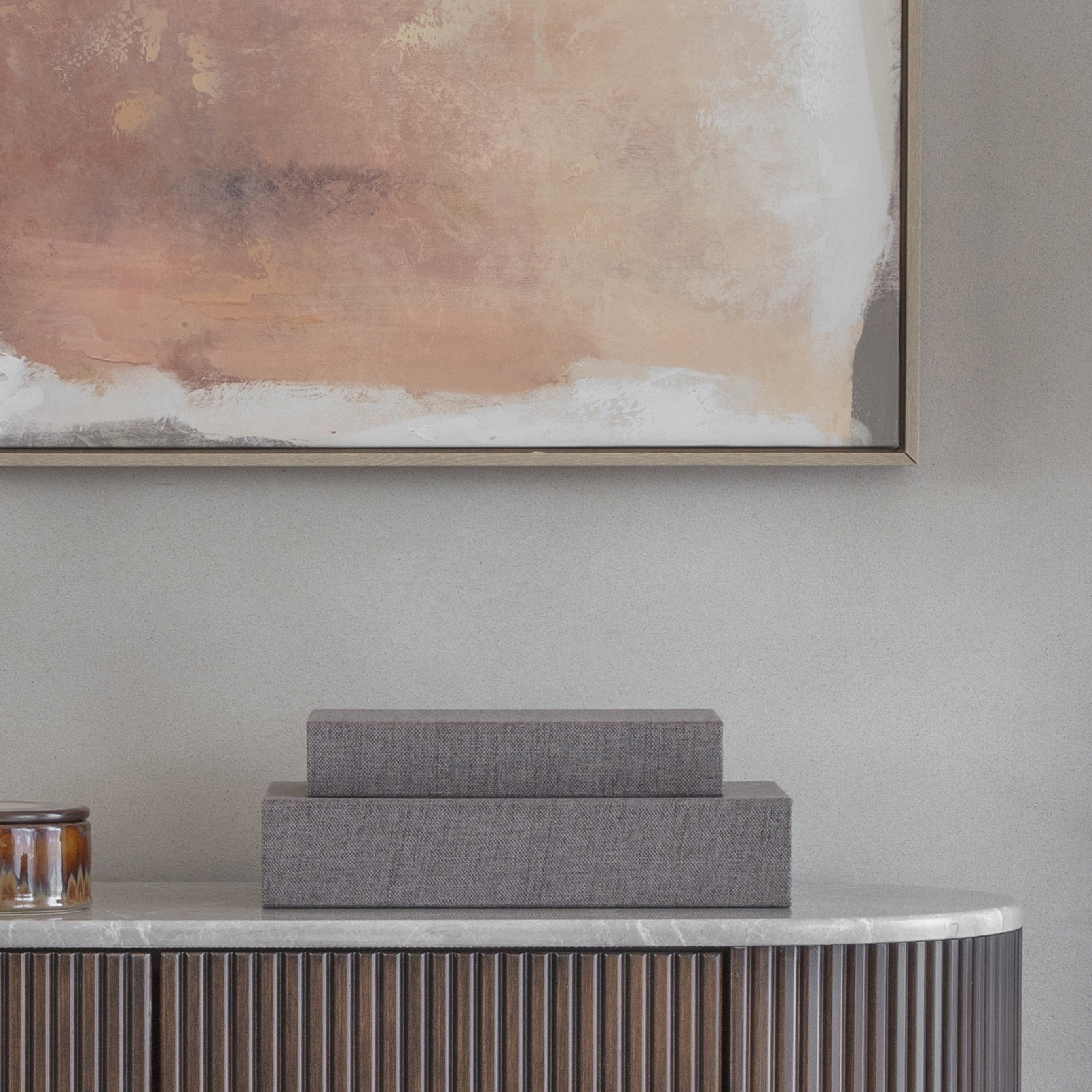 Grey Set of 2 Book Boxes by Libra Interiors