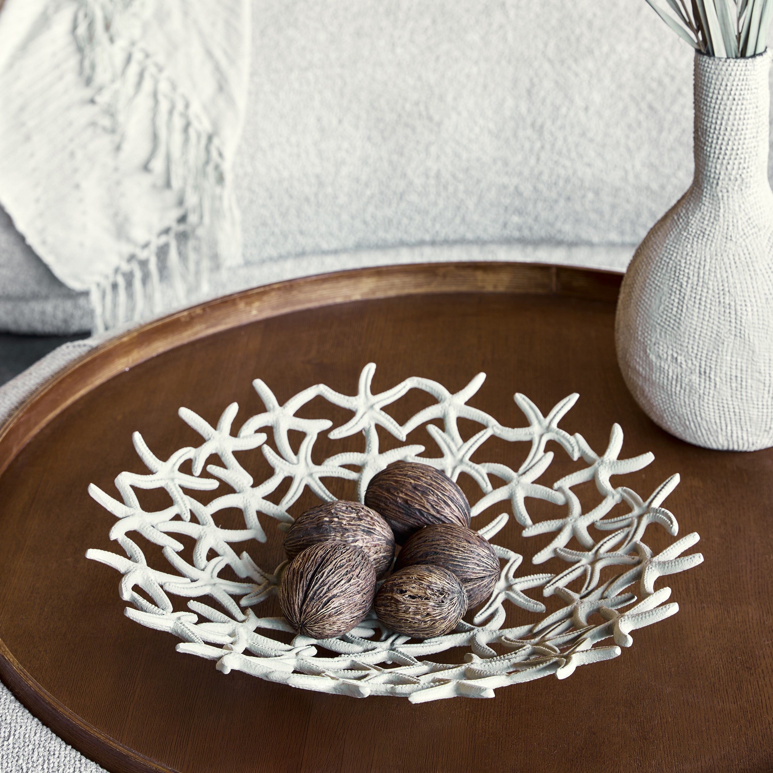 Seaside Starfish Beige Stonewash Shallow Bowl by Libra Interiors