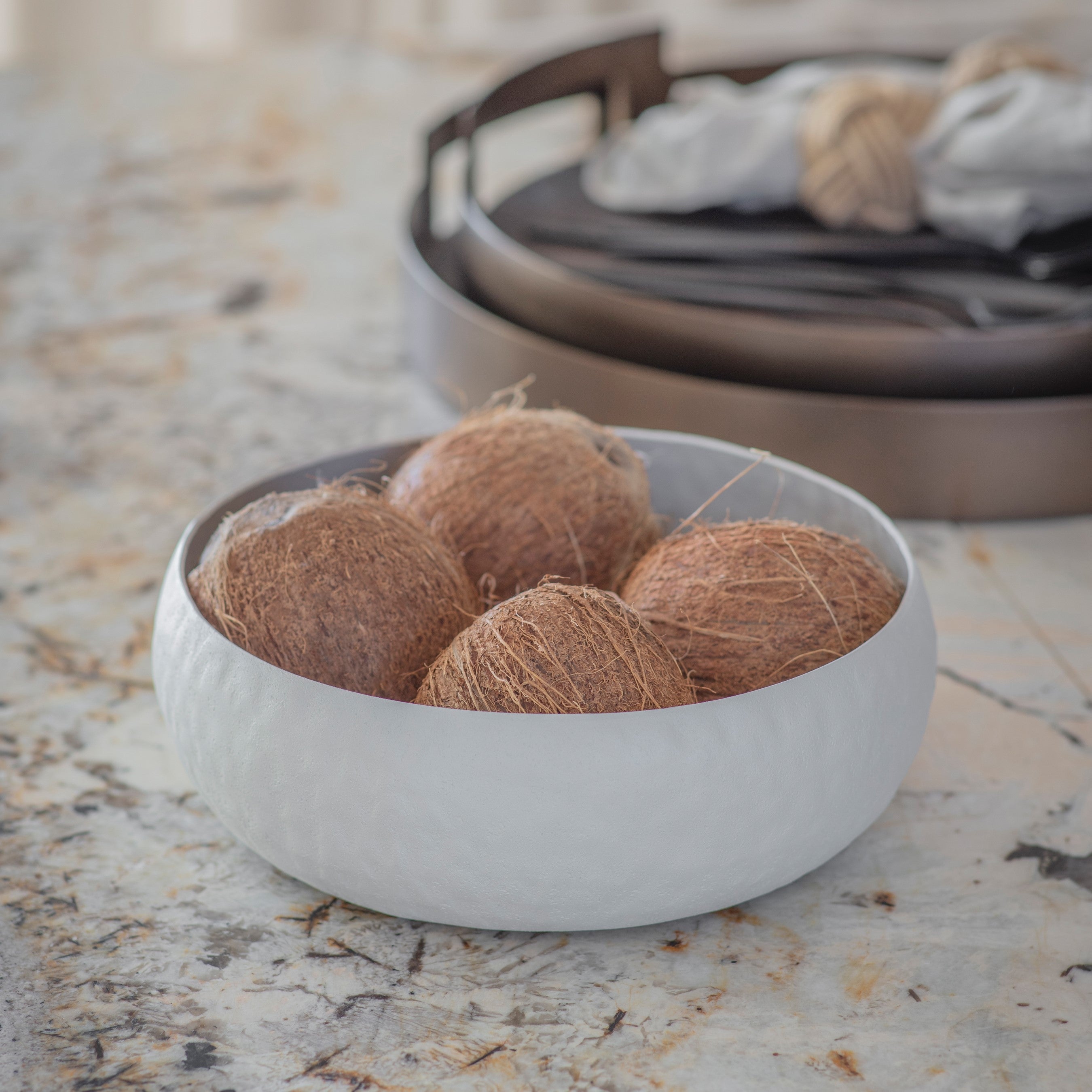 Samui White Stonewash Tall Bowl Medium by Libra Interiors