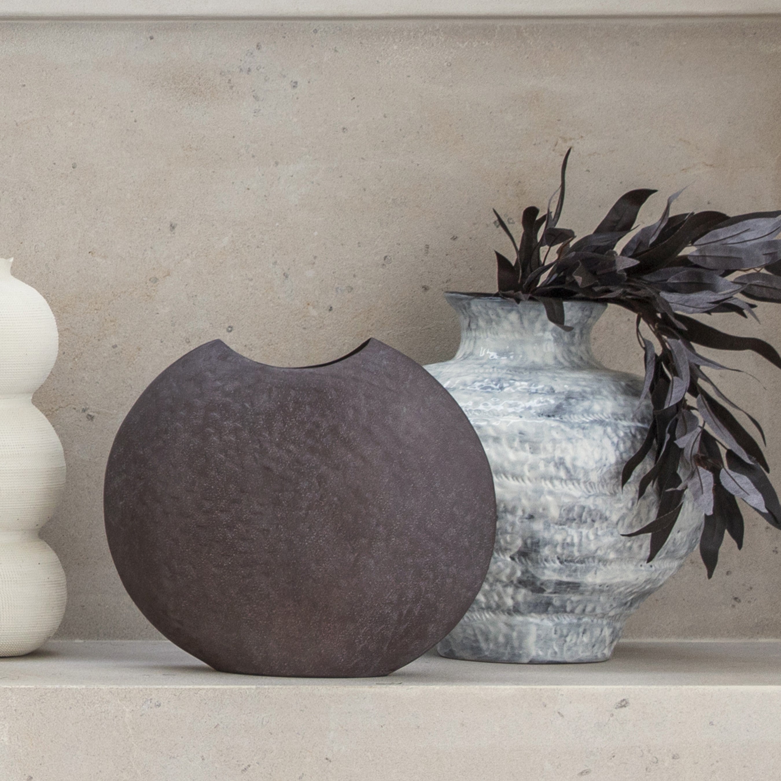 Samui Brown Stonewash Moon Vase by Libra Interiors