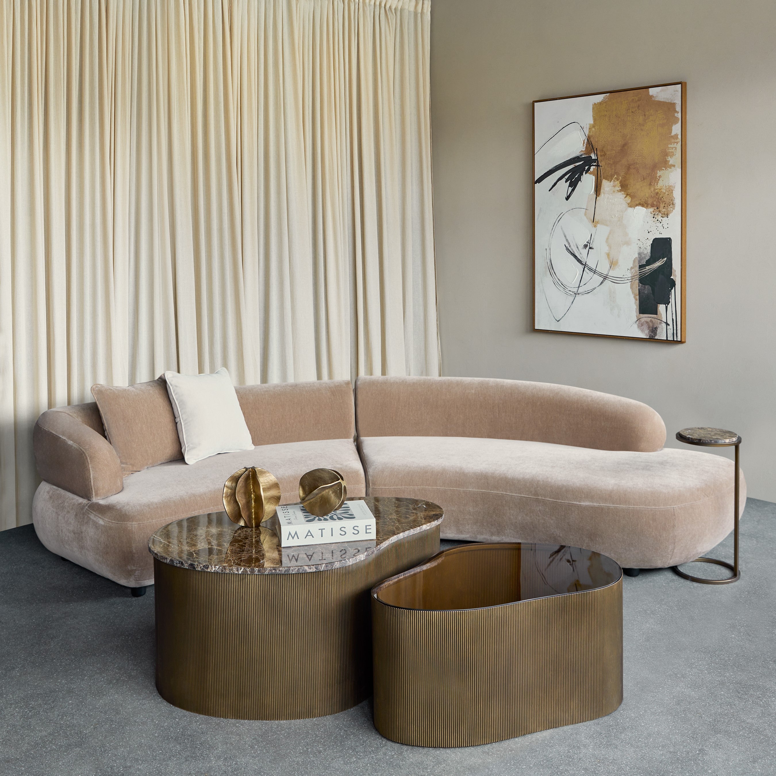 Eden Modular Mocha Brown Velvet Fabric Sofa by Libra Interiors