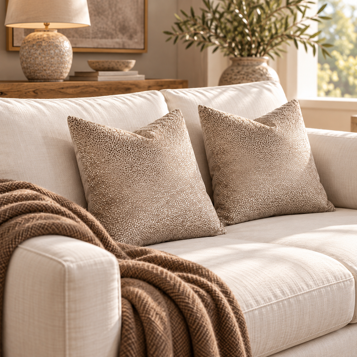 Bingham Velvet Cushion 43cm - Taupe Malini