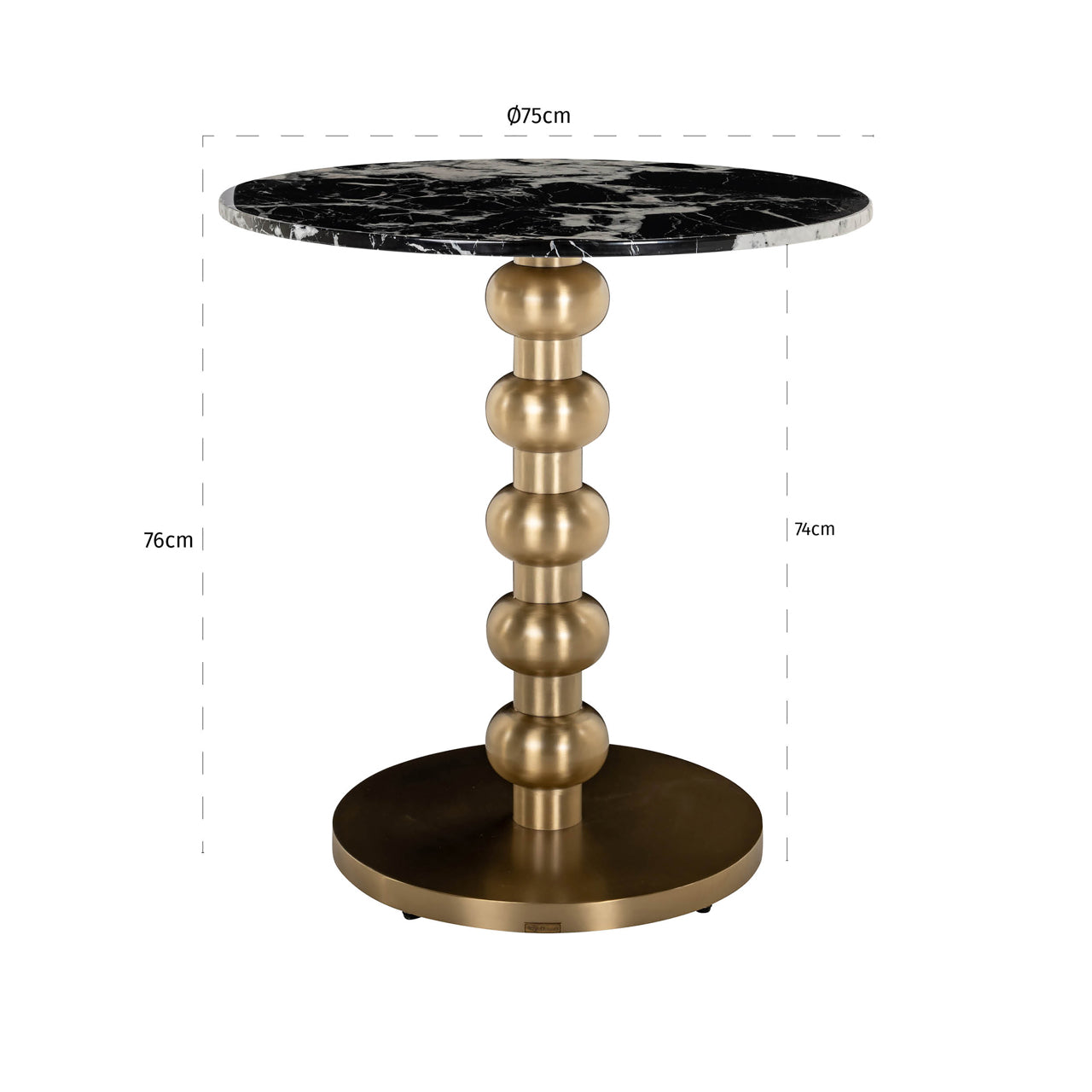 Bistro table Witlox black/gold 75Ø by Richmond Interiors