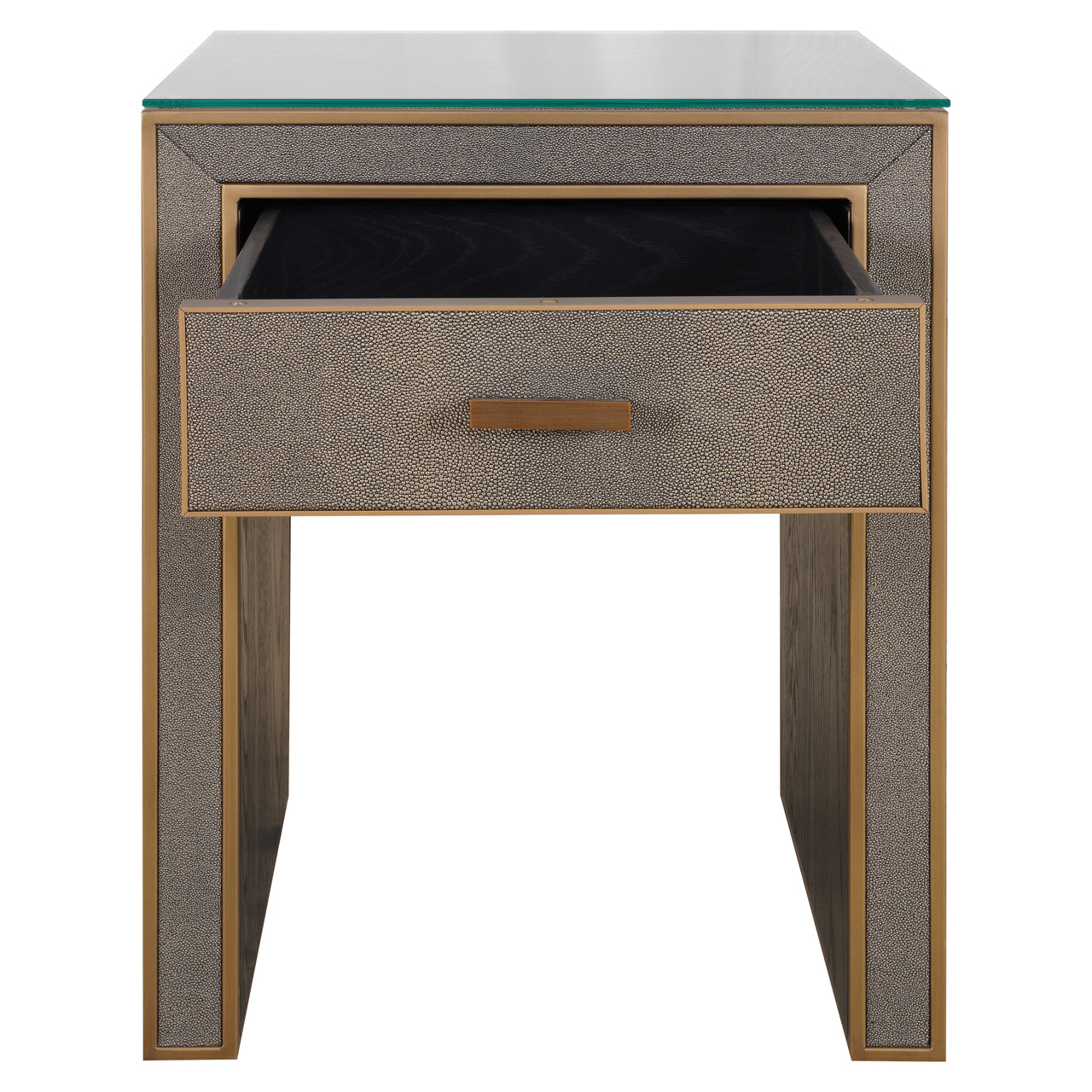 Bloomville Brass & Faux Shagreen Bedside Table by Richmond Interiors