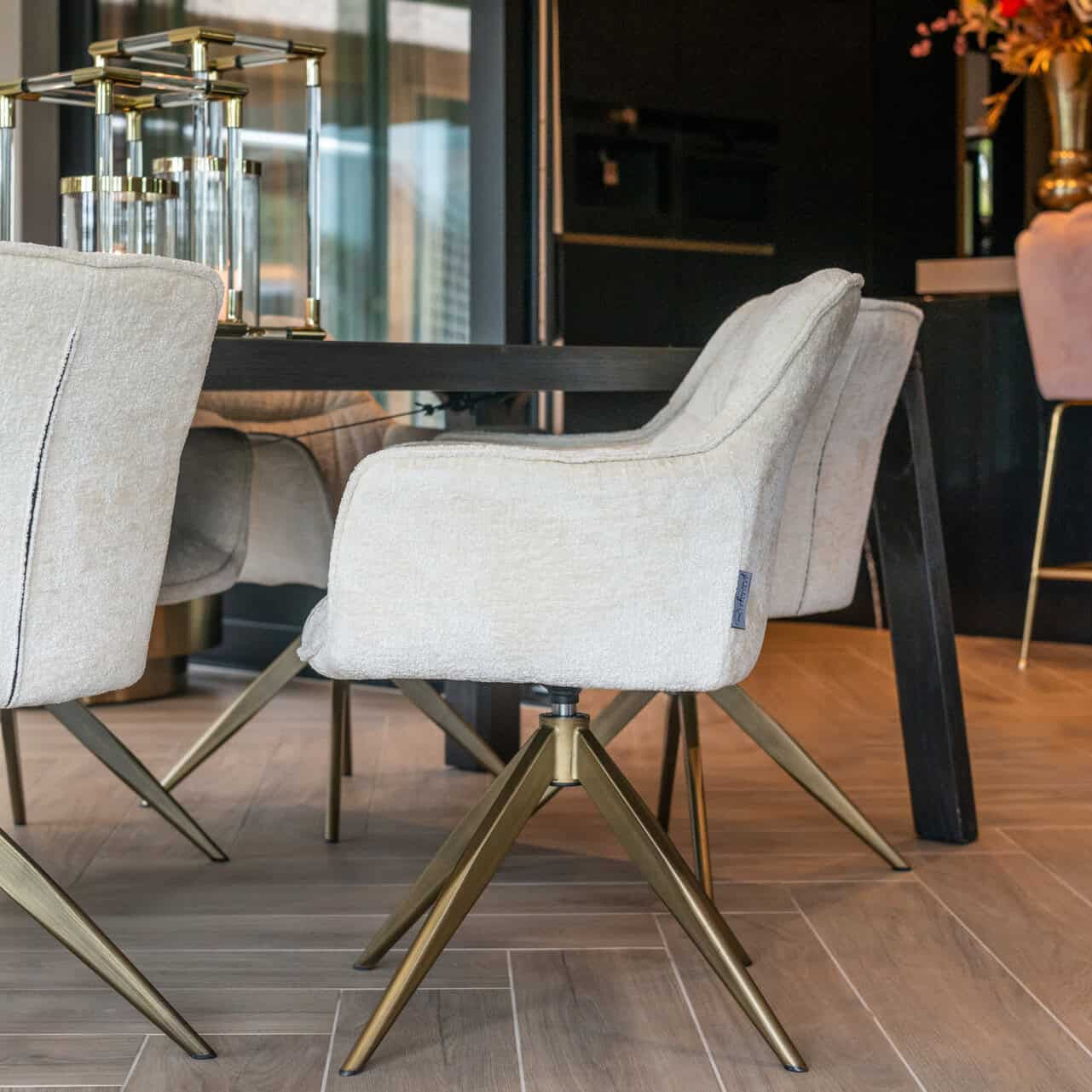 Aline White Chenille Swivel Dining Chair by Richmond Interiors