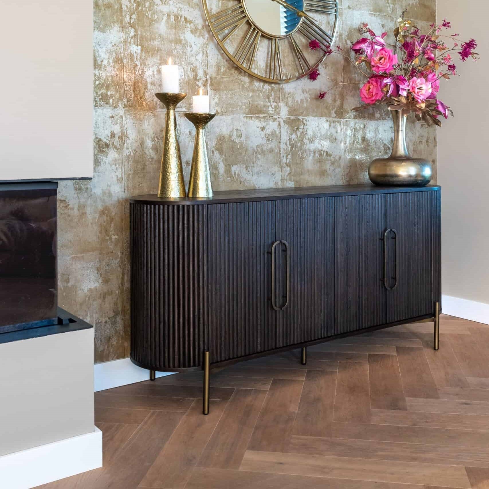 Luxor Brown Oak Veneer Fluted Sideboard by Richmond Interiors
