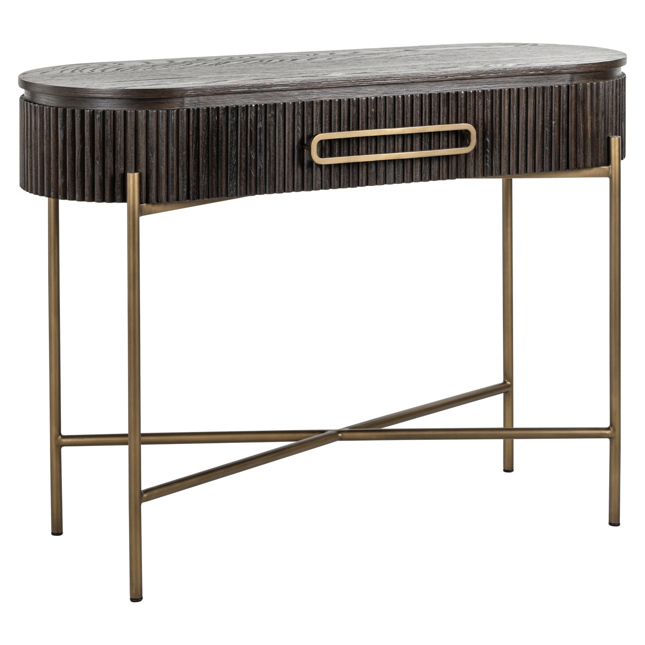 Luxor Brown Oak Veneer Fluted Console Table by Richmond Interiors