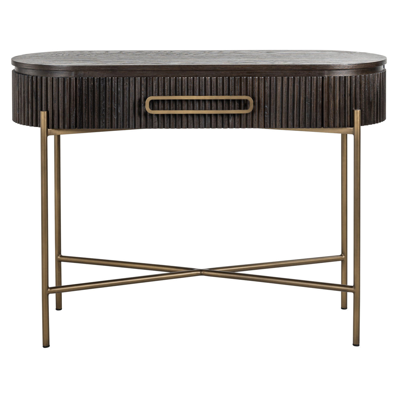Luxor Brown Oak Veneer Fluted Console Table by Richmond Interiors