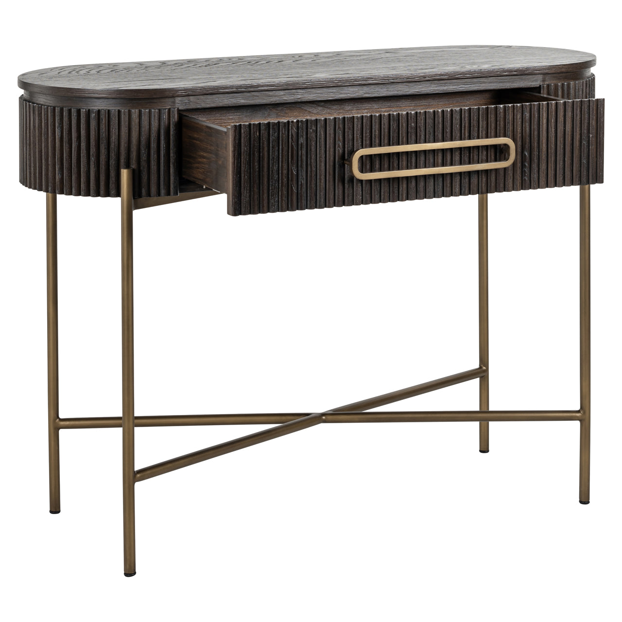 Luxor Brown Oak Veneer Fluted Console Table by Richmond Interiors
