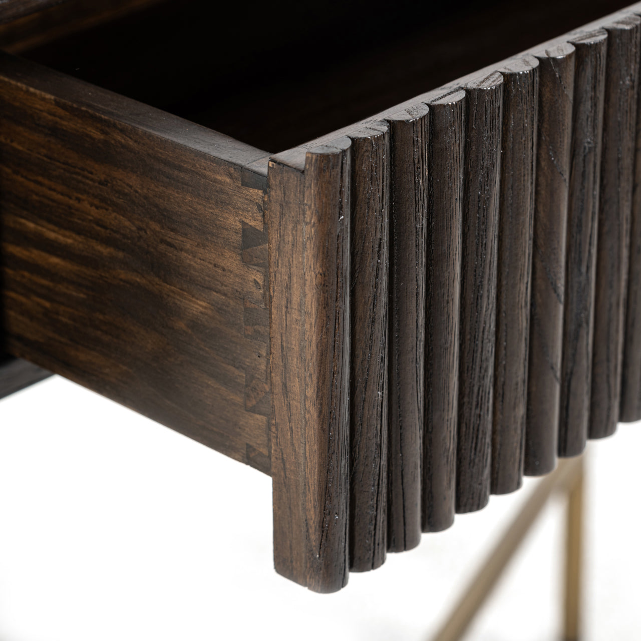 Luxor Brown Oak Veneer Fluted Console Table by Richmond Interiors