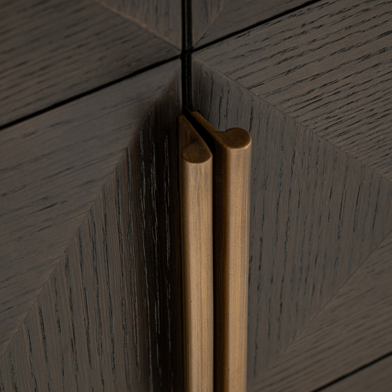 Claremont 4-doors 2-Shelves Brown Oak Veneer & Travertine Top Sideboard by Richmond Interiors