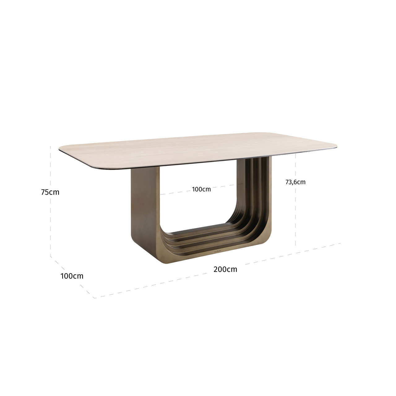Maxfield Beige Ceramic Dining Table - 200cm by Richmond Interiors