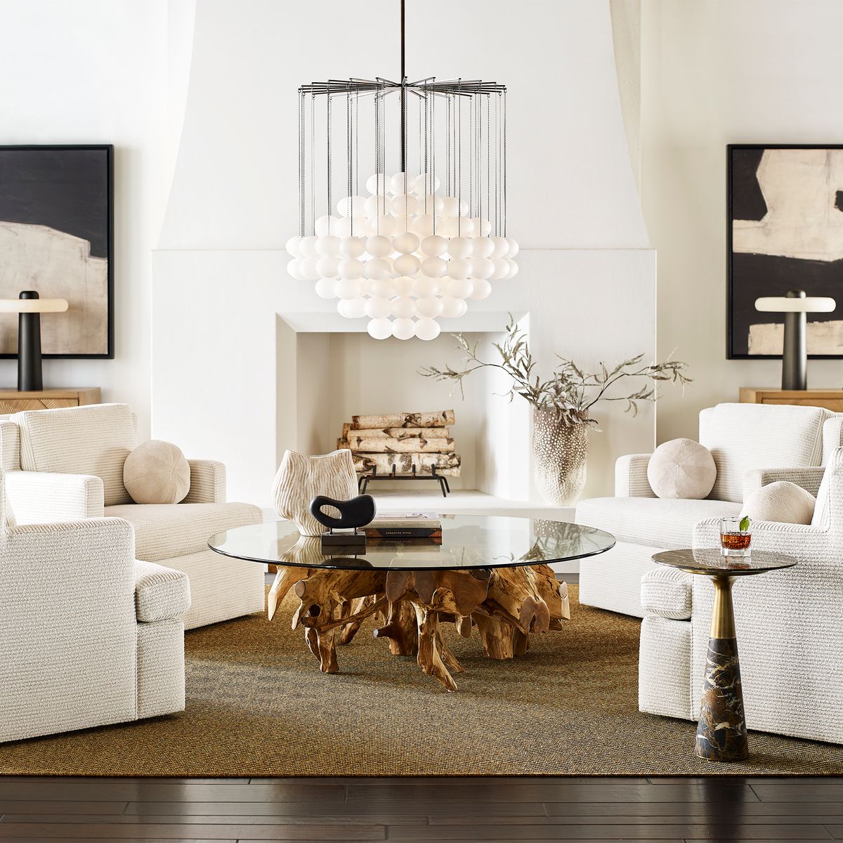 Center Root Coffee Table - Round - Glass by Uttermost