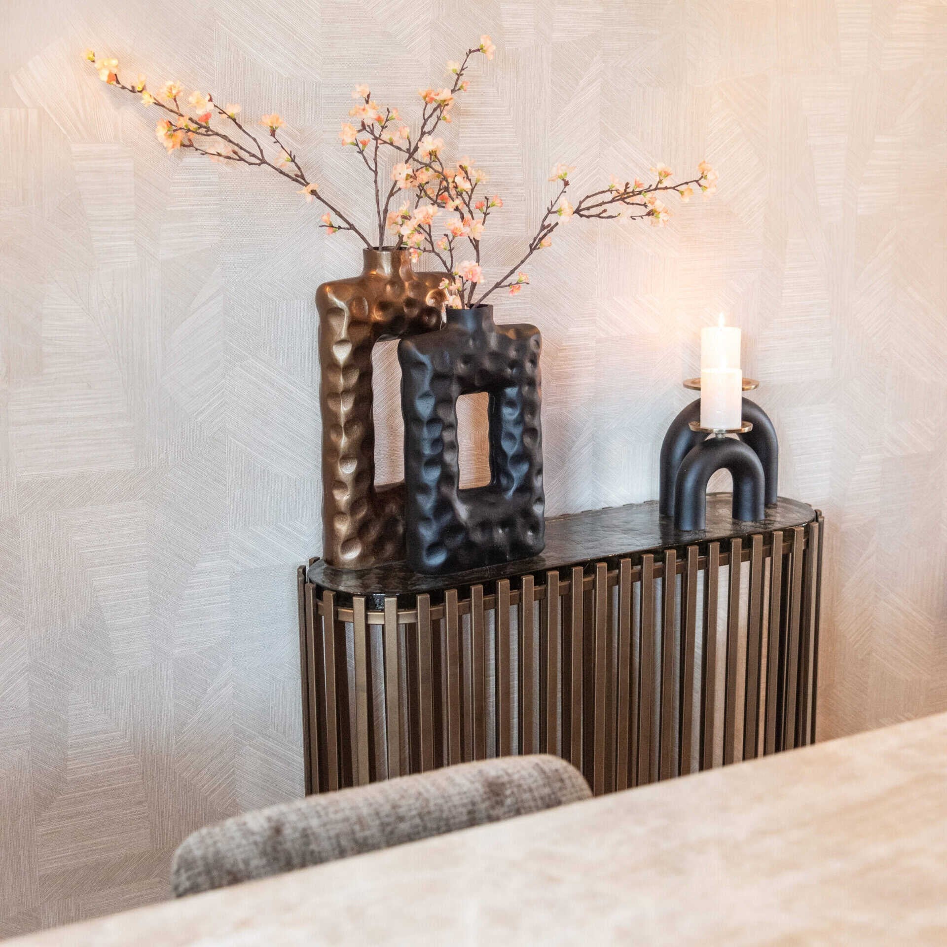 Volante Gold Console Table with Glass Top by Richmond Interiors