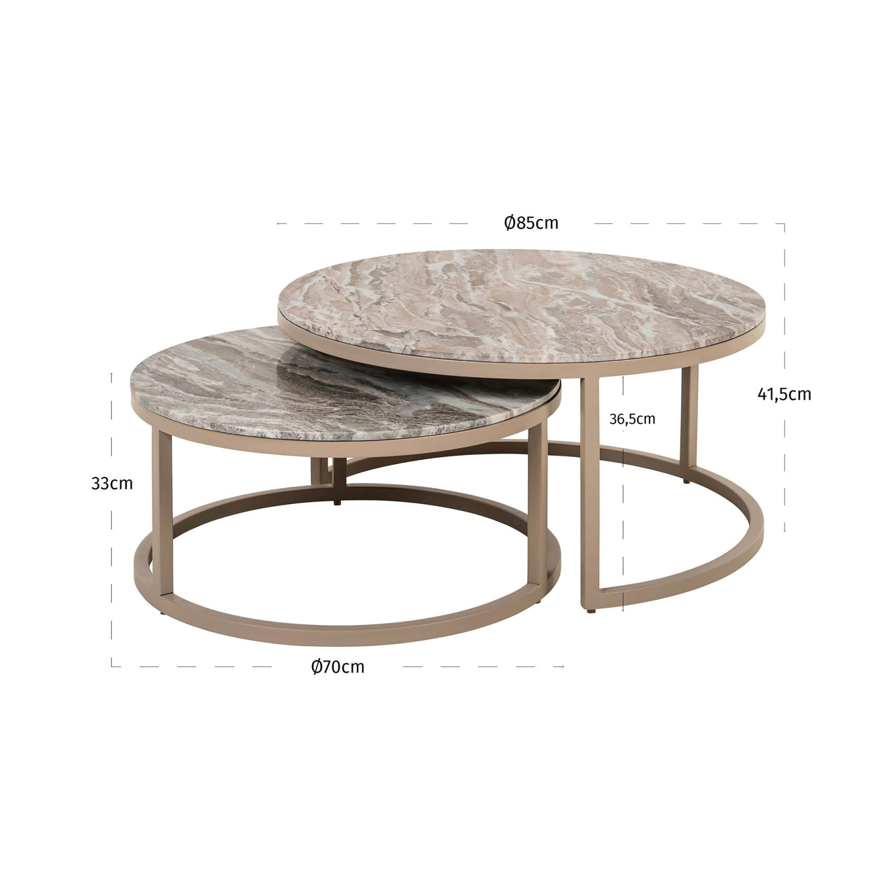 Fairfax Clay Marble Coffee Table (Set of 2) by Richmond Interiors