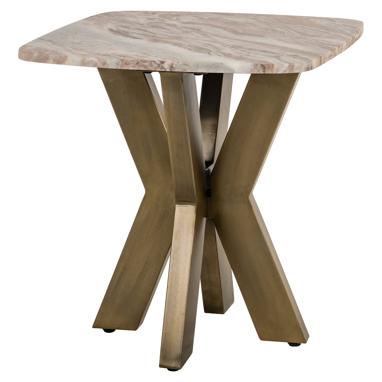 Bottega Blush Beige Marble End table by Richmond Interiors