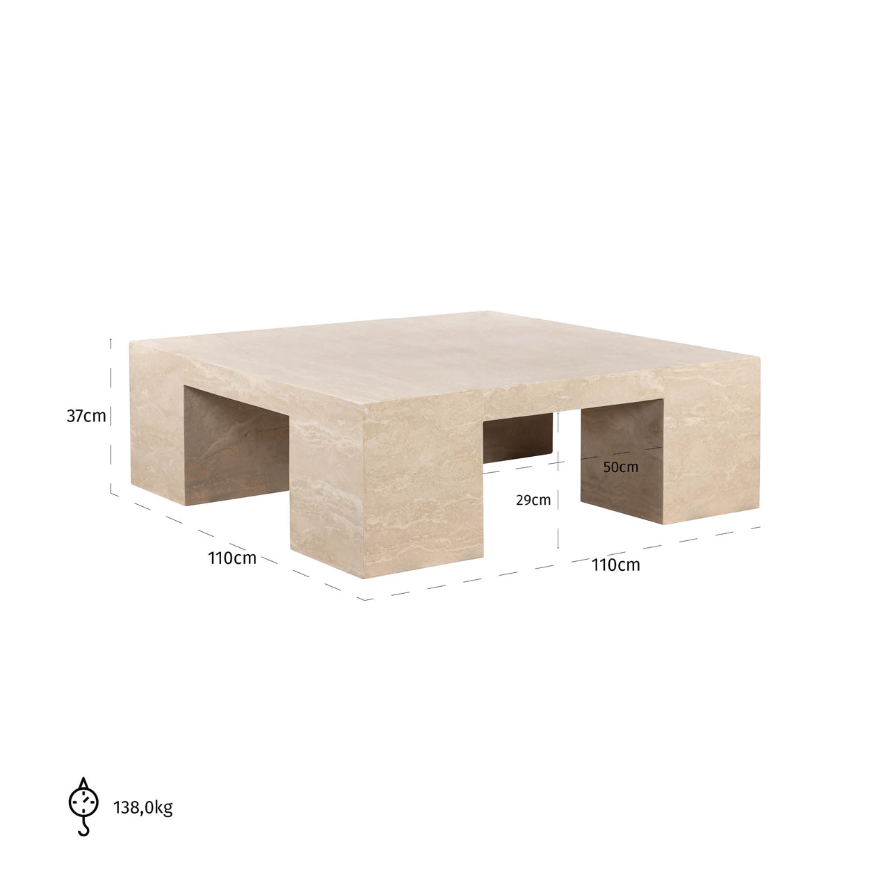 Alexander Jones Biltmore Beige Travertine Coffee Table by Richmond Interiors