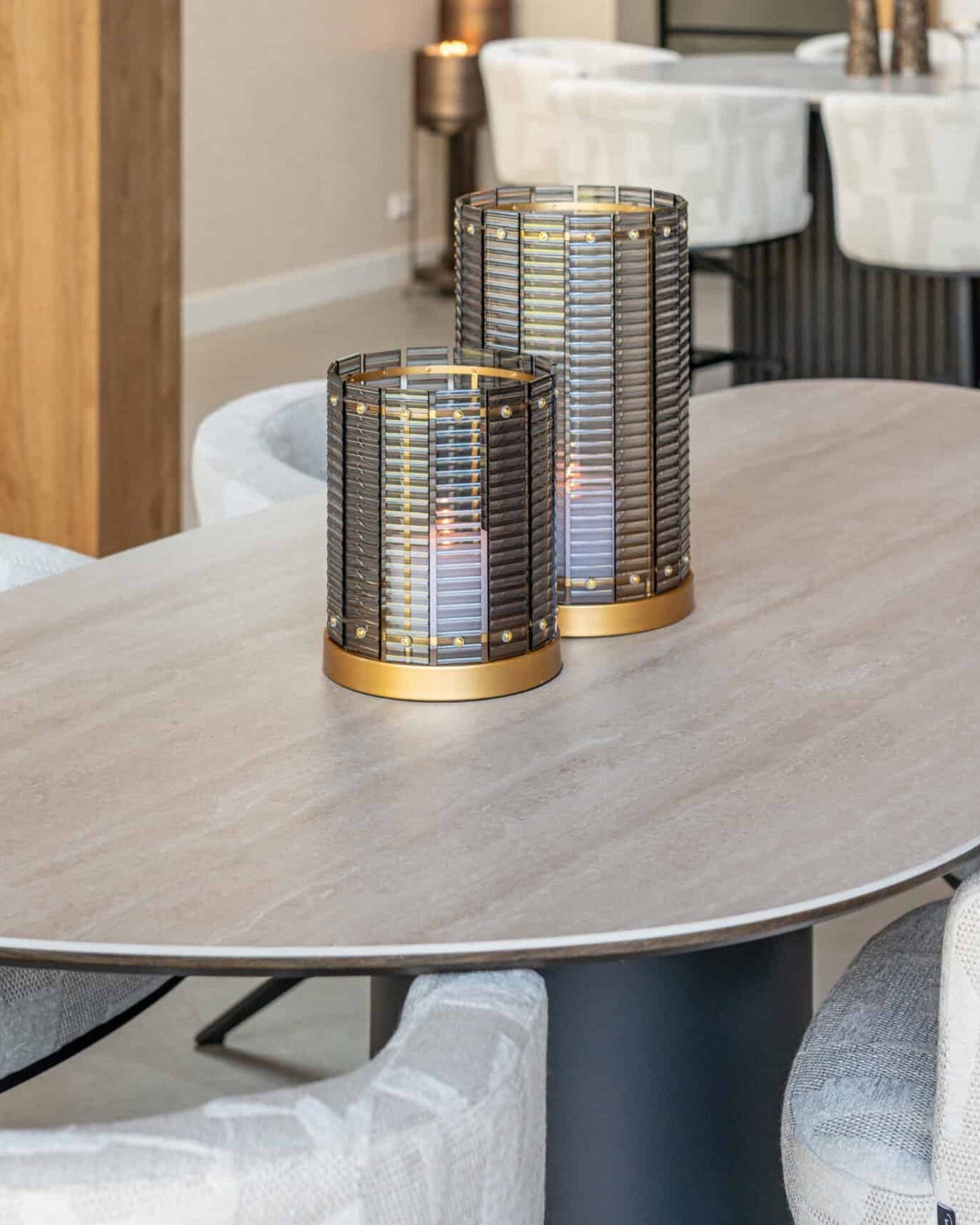 Ritz Pebble Beige Ceramic Top Dining Table - 220cm by Richmond Interiors