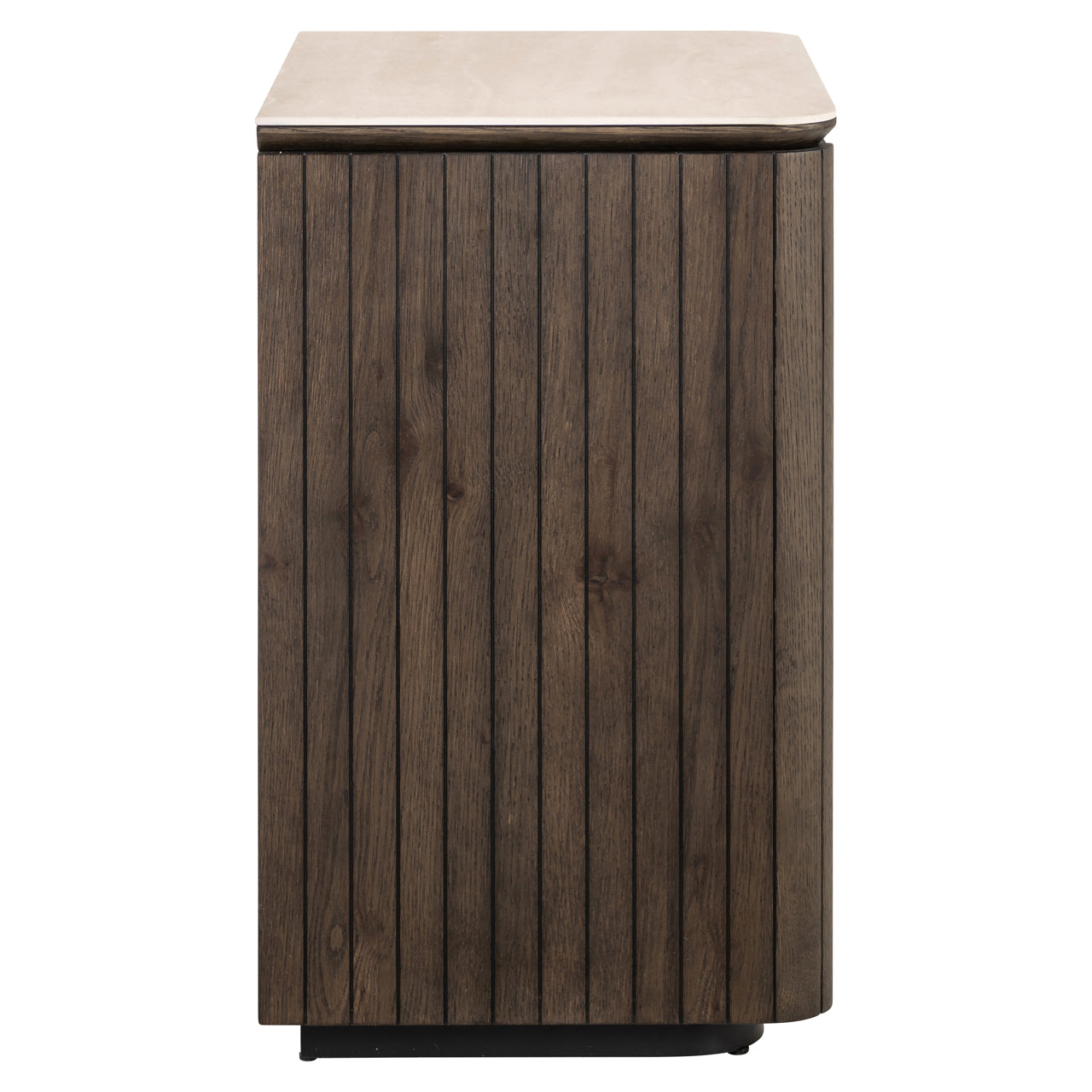 Ritz Brown Oak Veneer & Ceramic Top 3 Drawer Bedside Table by Richmond Interiors