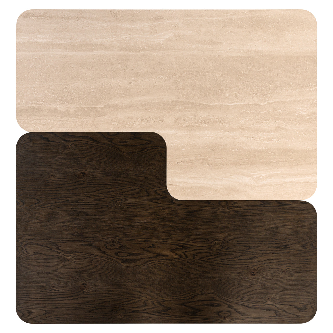 Nando Brown Oak & Travertine Ceramic Coffee Table Set of 2 by Richmond Interiors