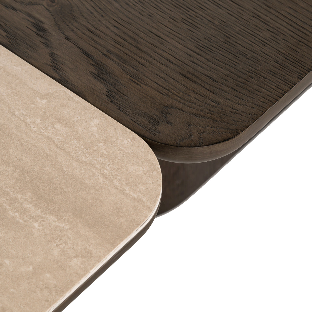 Nando Brown Oak & Travertine Ceramic Coffee Table Set of 2 by Richmond Interiors