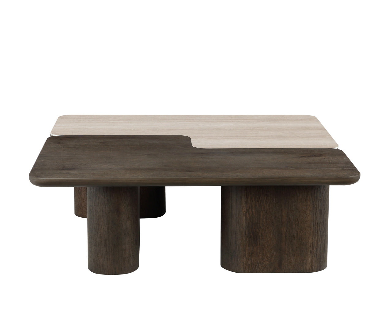 Nando Brown Oak & Travertine Ceramic Coffee Table Set of 2 by Richmond Interiors
