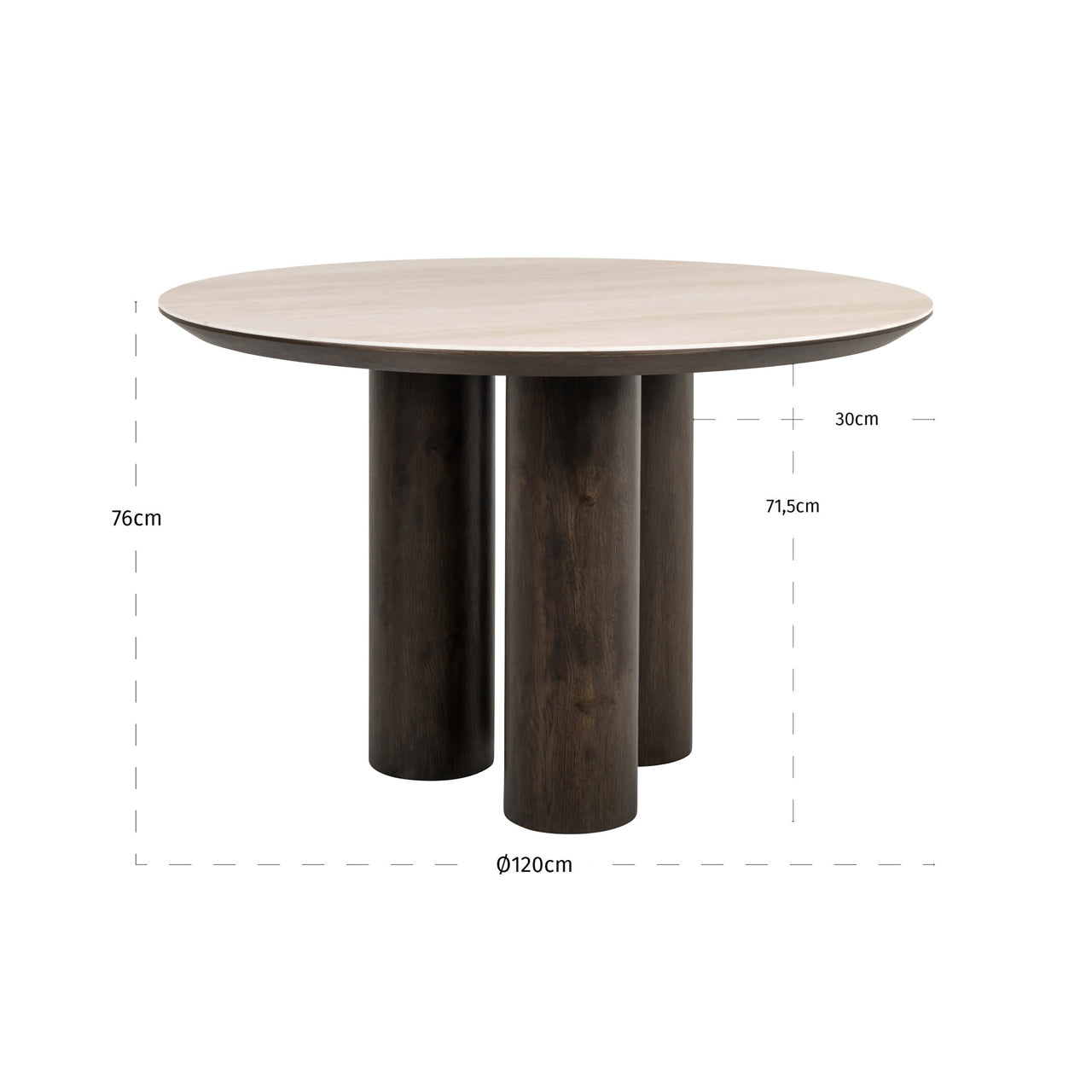 Ritz Brown Oak Veneer & Ceramic Top Round Dining Table - 120cm by Richmond Interiors