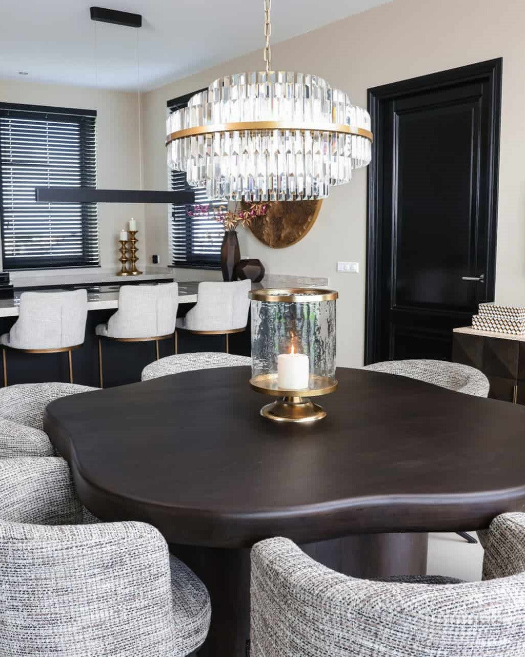 Desire Brushed Gold & Crystal Chandelier - Large by Richmond Interiors