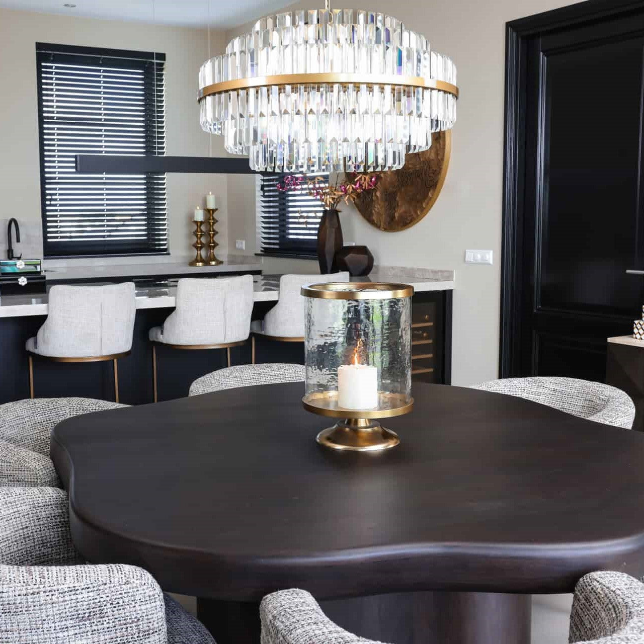 Desire Brushed Gold & Crystal Chandelier - Large by Richmond Interiors