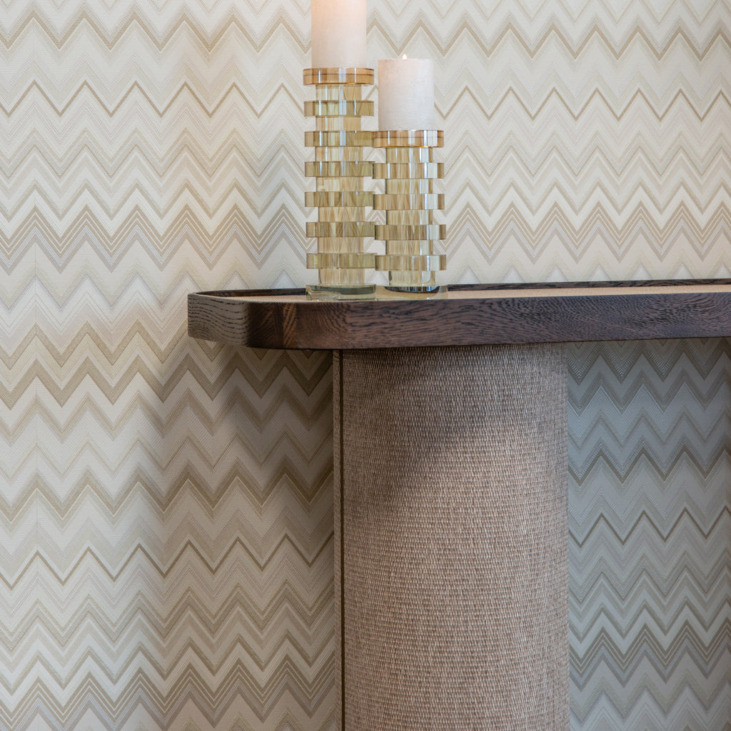 Willox Brown Oak & Beige Linen Console Table by Richmond Interiors