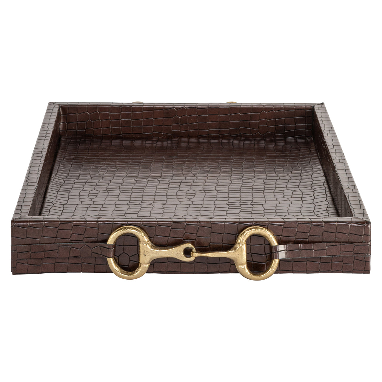 Banks Dark Brown Faux Leather Tray by Richmond Interiors