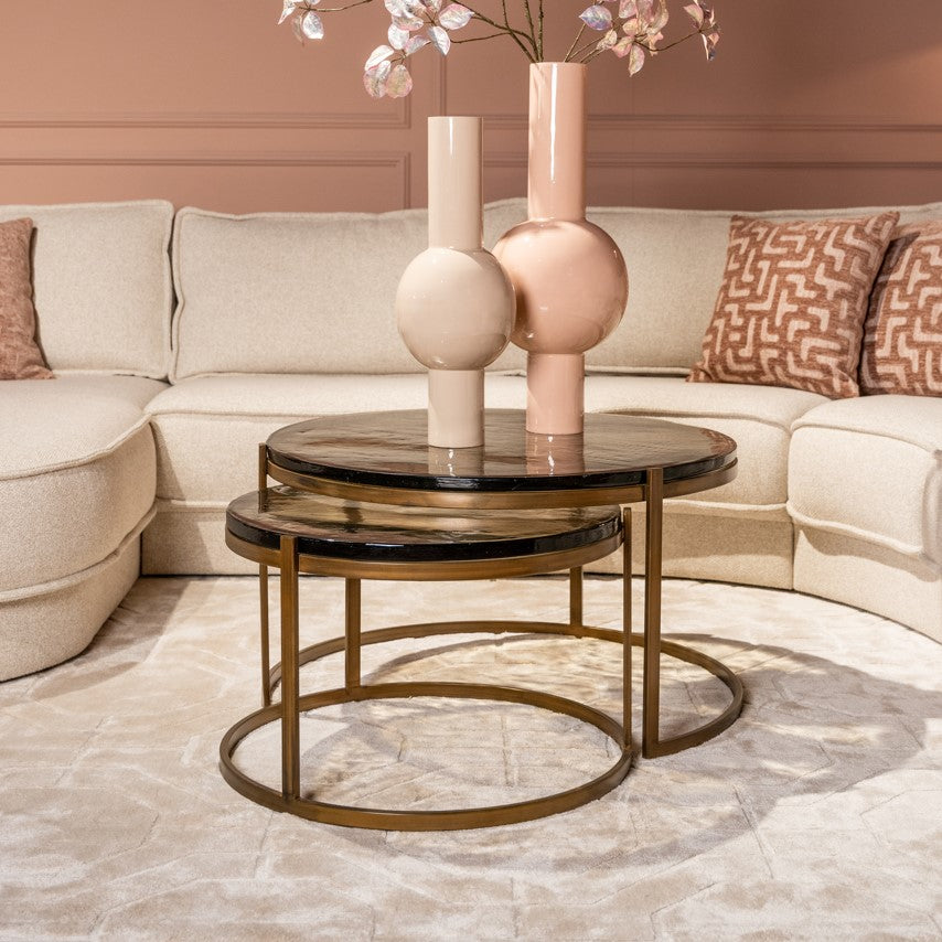 Cleo Gold & Glass Coffee Table (Set of 2) by Richmond Interiors