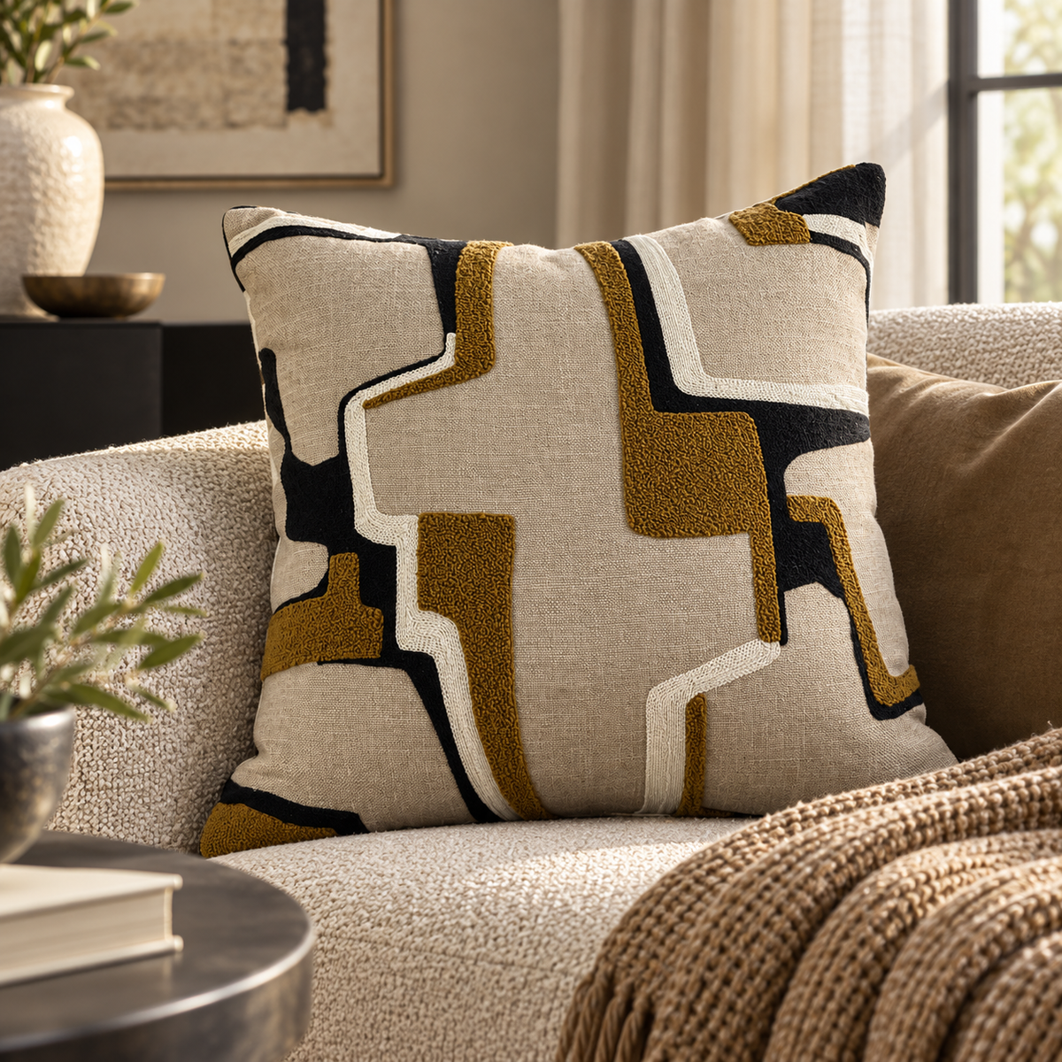 Alto Abstract Cushion 43cm - Whiskey Malini