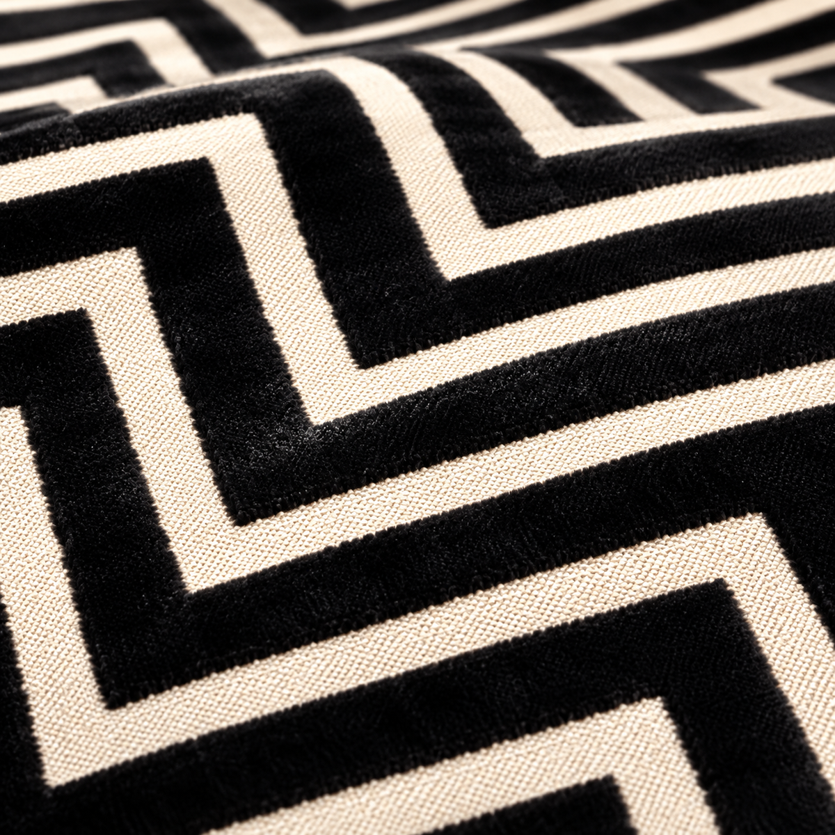 Amazing Black Maze Cut Velvet Cushion Paul Moneypenny