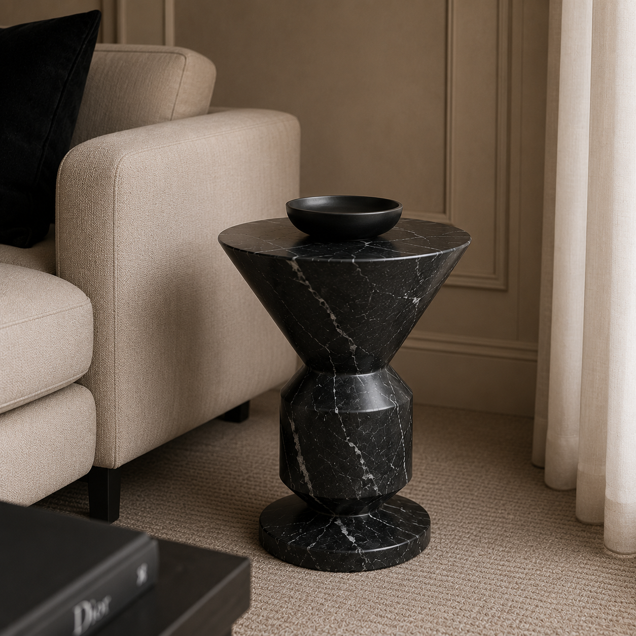 Argos Black Marquina Faux Marble Side Table by Liang & Eimil