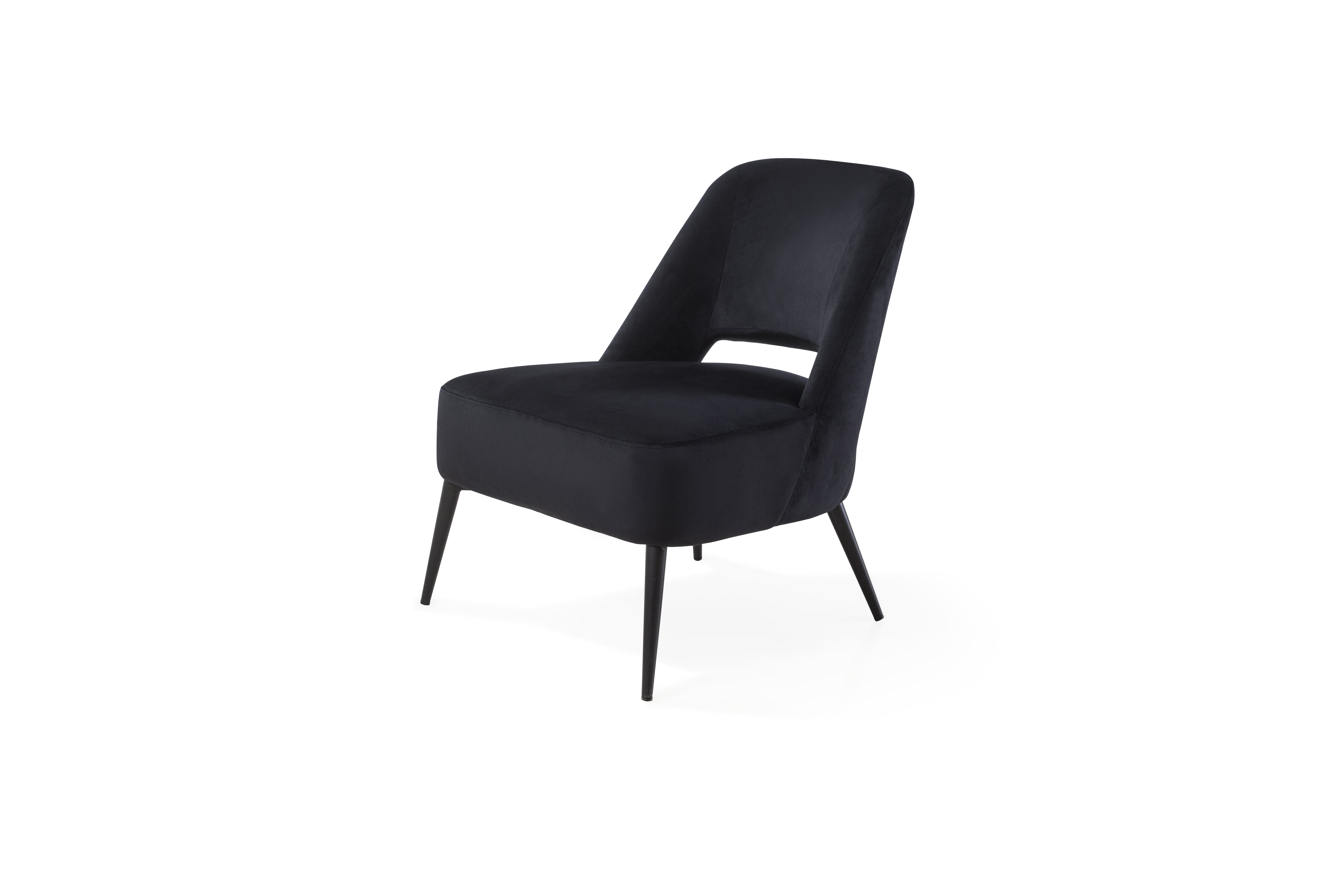 Avesa Black Velvet Lounge Chair by Tommy Franks