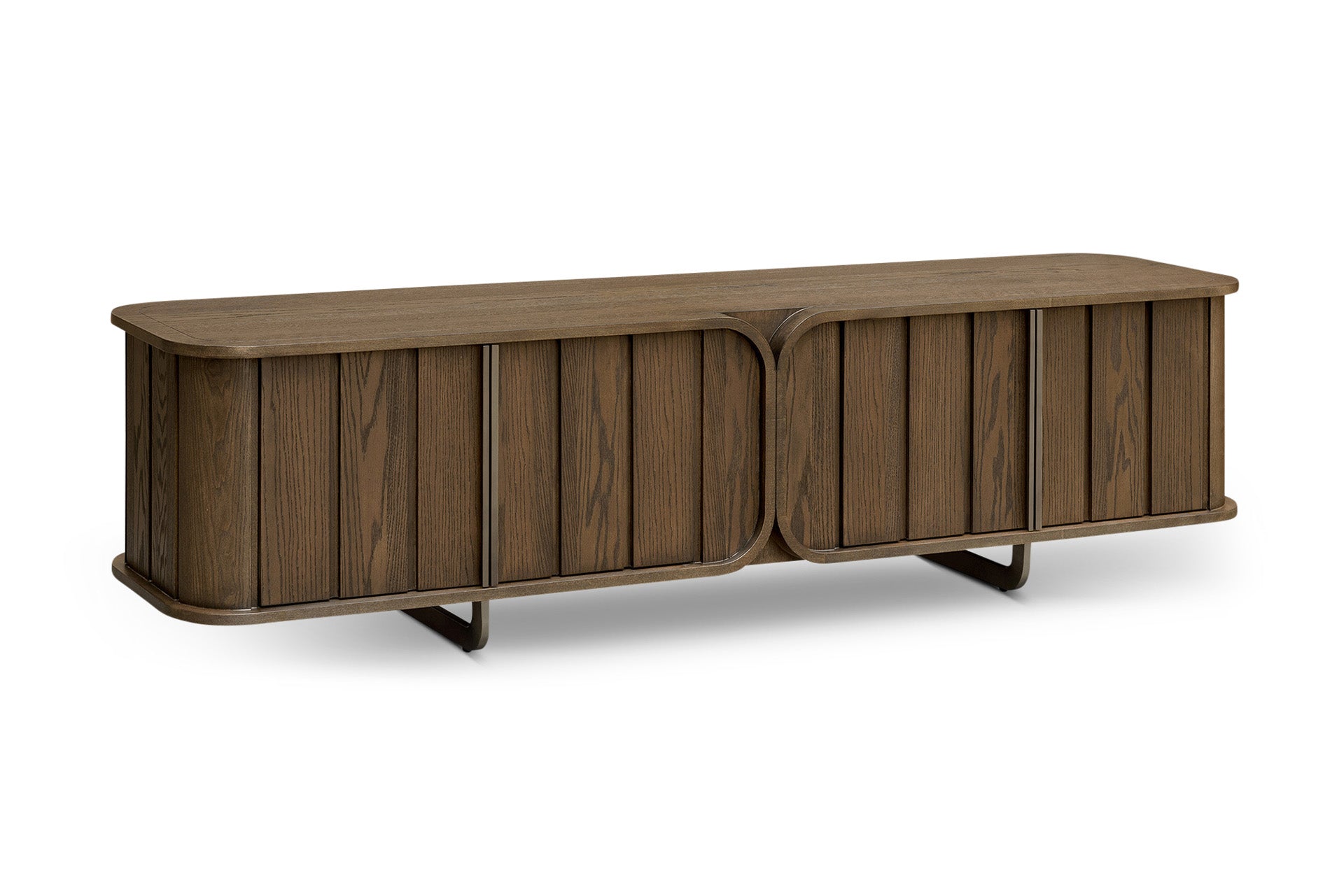 Paris Brown Walnut Media Unit with Brass Handles & Legs (Copy) by Berkeley Designs