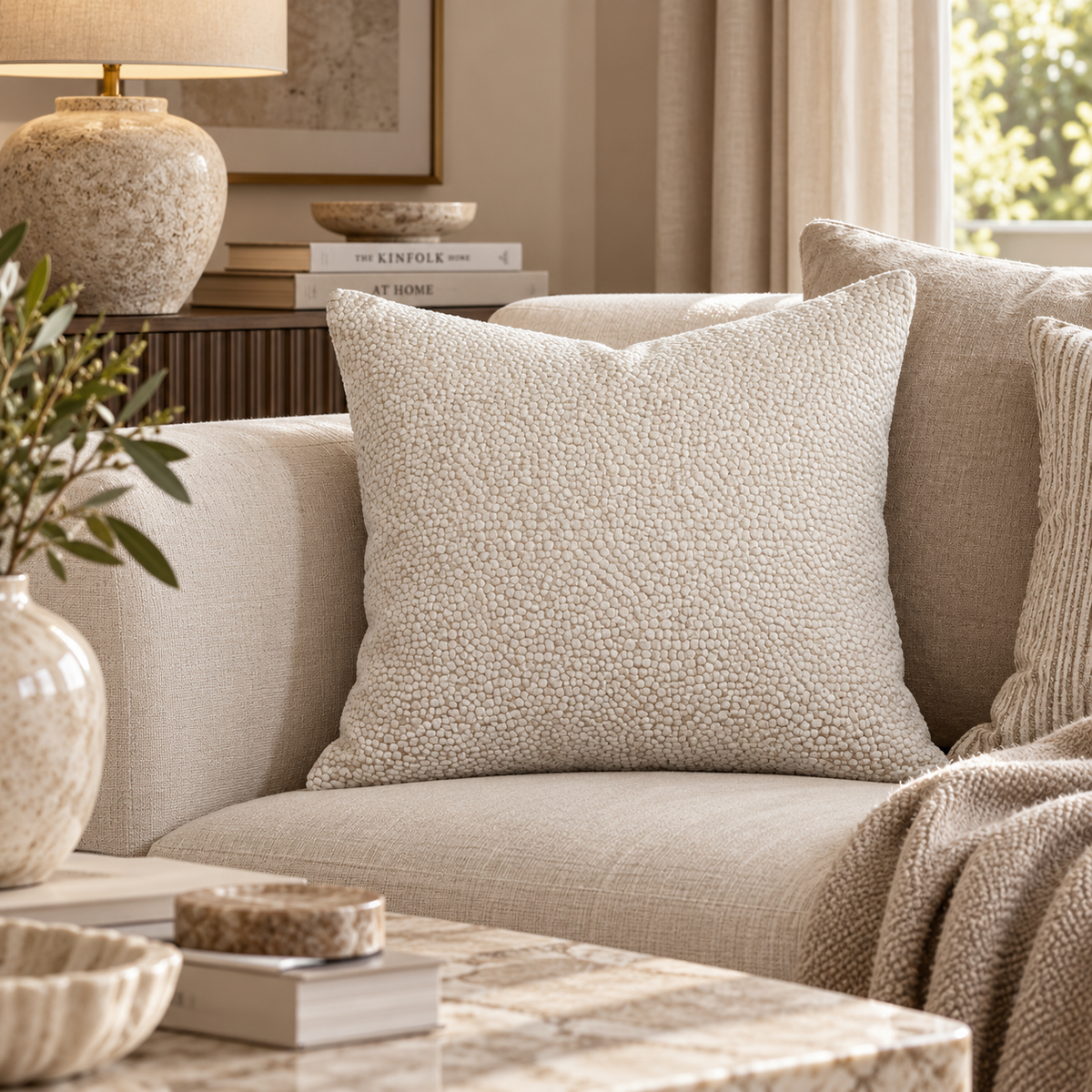 Bingham Velvet Cushion 43cm - Cream Malini