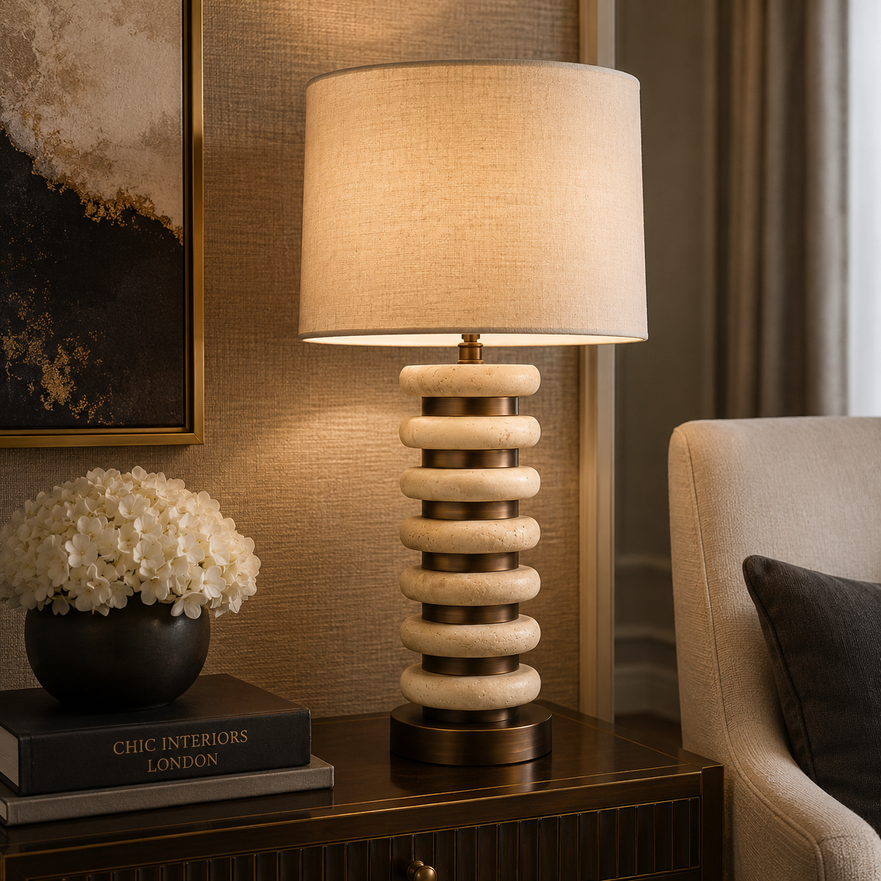Blair Natural Travertine Table Lamp by Richmond Interiors