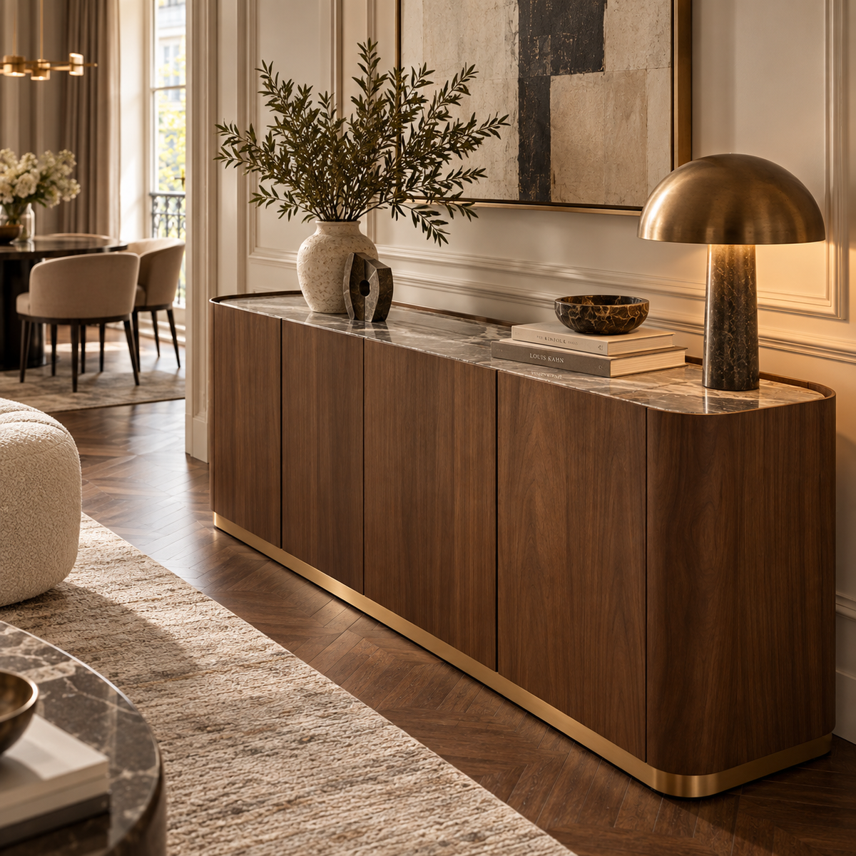 Brooklyn Dark Brown Walnut Veneer Sideboard by Berkeley Designs