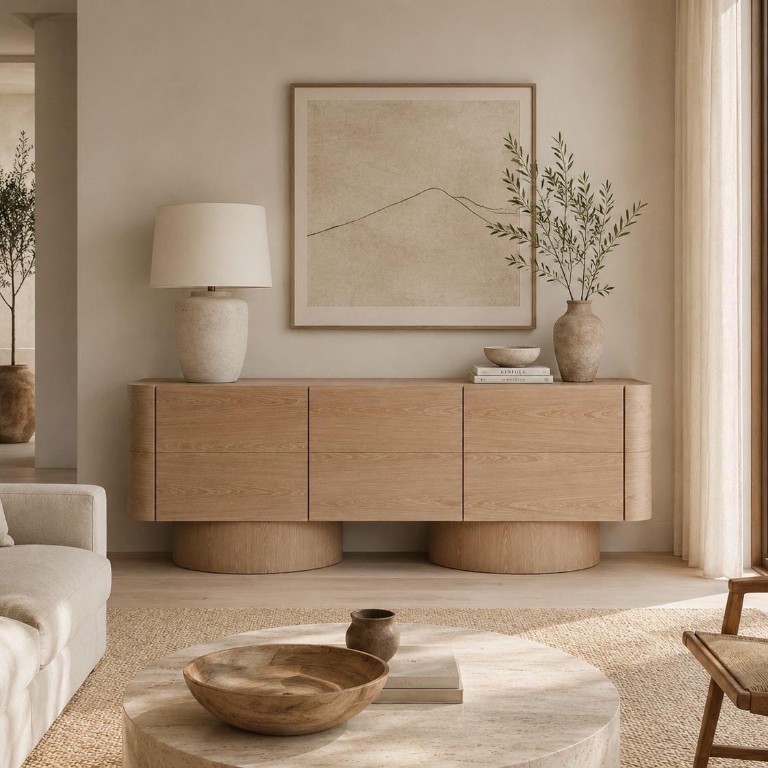 Butka Pale Brown Oak Wood Sideboard by Liang & Eimil